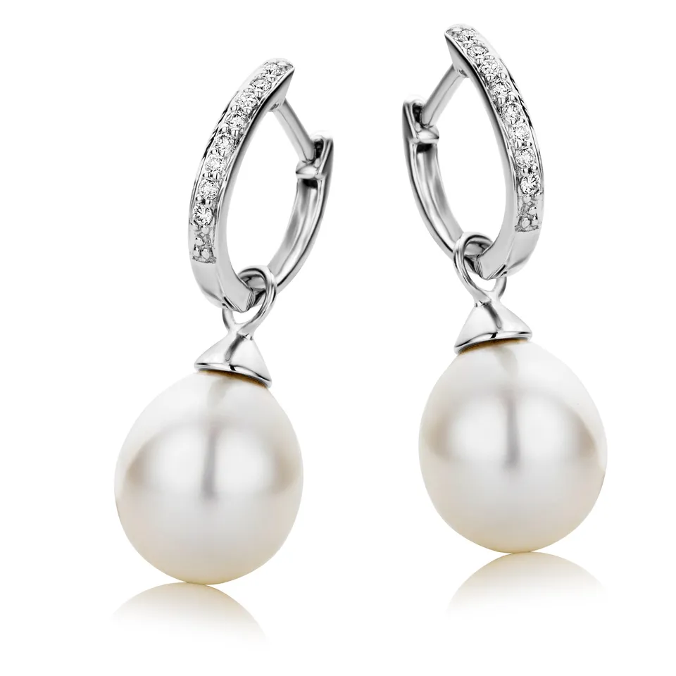 Miore Orecchini oro bianco 9kt perla acqua dolce