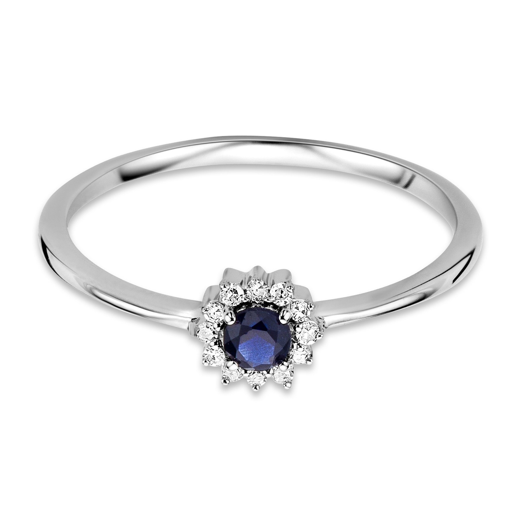 Miore Anello oro bianco 9Kt zaffiro creato blu donna