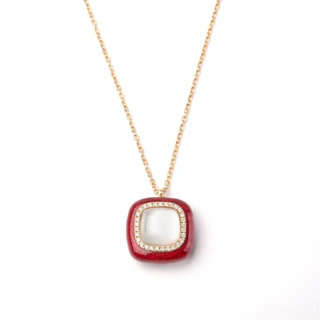 Noi Gioielli Mistica collana oro giallo smalto rosso 18mm