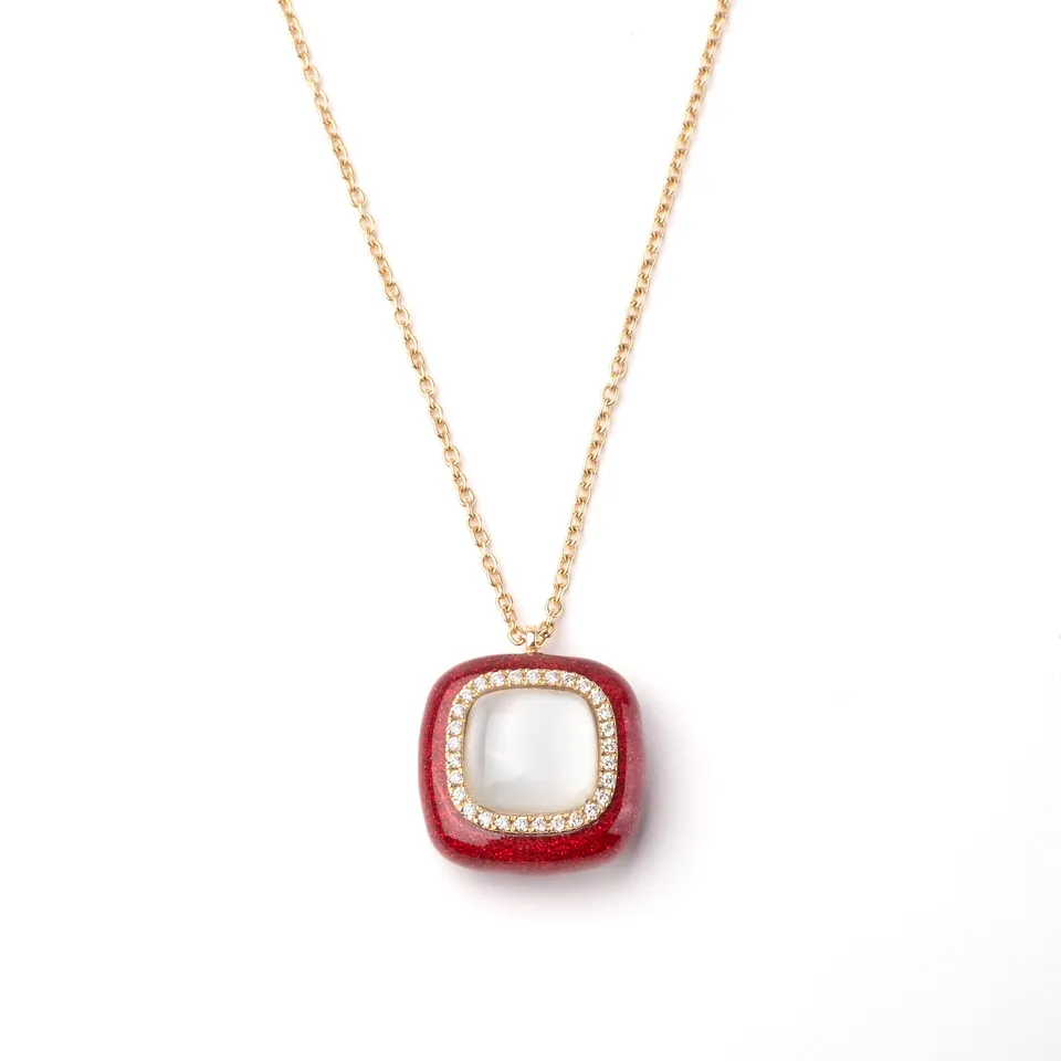 Noi Gioielli Mistica collana oro giallo smalto rosso 18mm