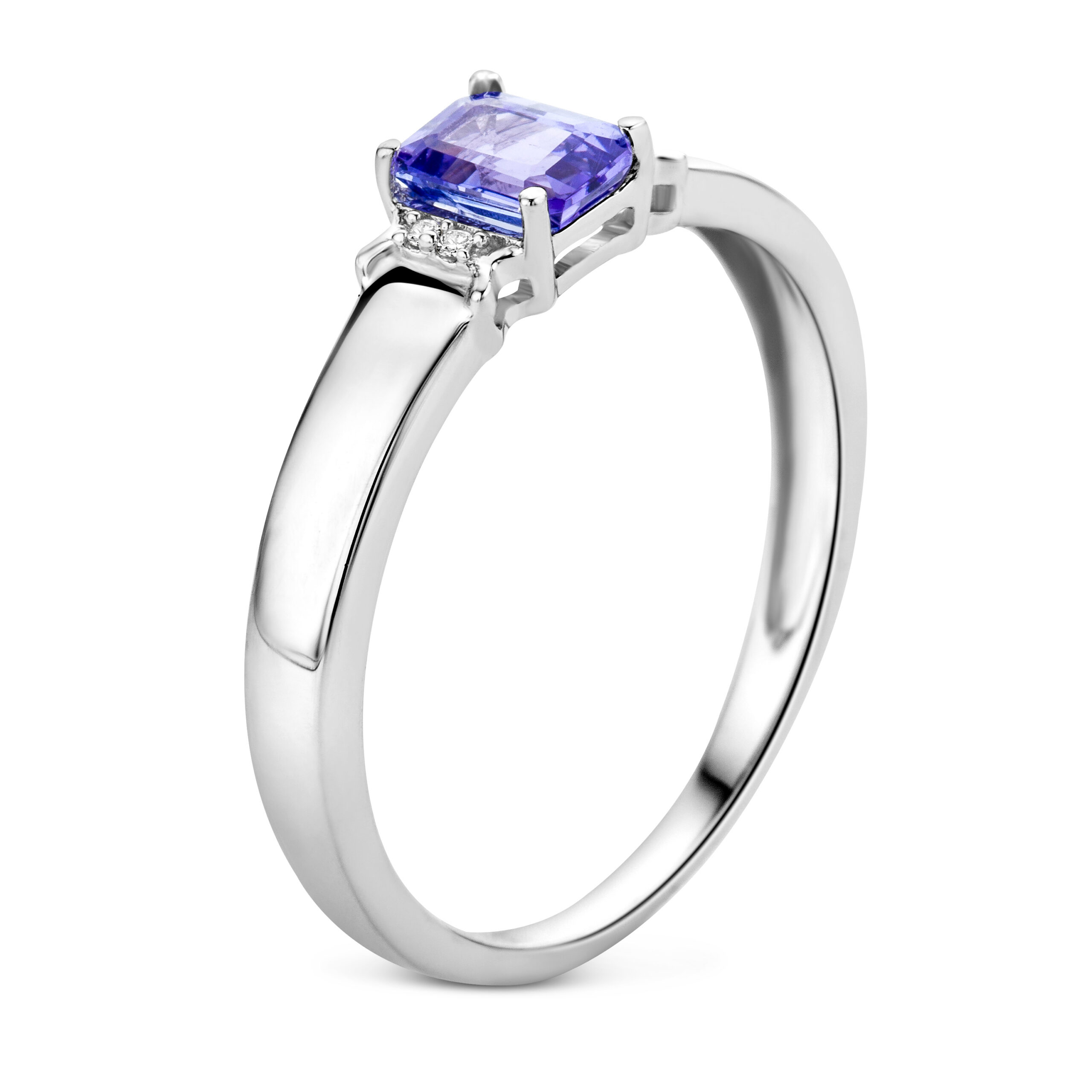 Miore Anello Oro Bianco 9Kt Tanzanite Viola
