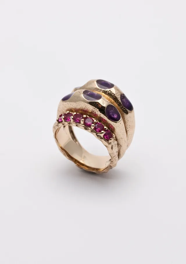 Voodoo Jewels Bold Shapes Aita anello oro pietre taglia M
