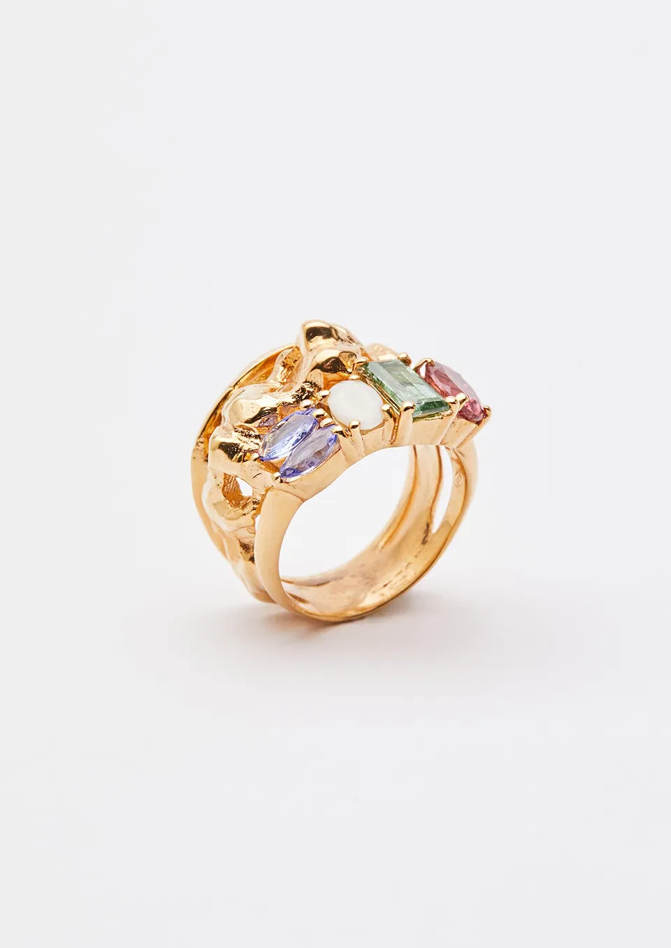Voodoo Jewels Bold Shapes Ligo anello tormaline opale oro