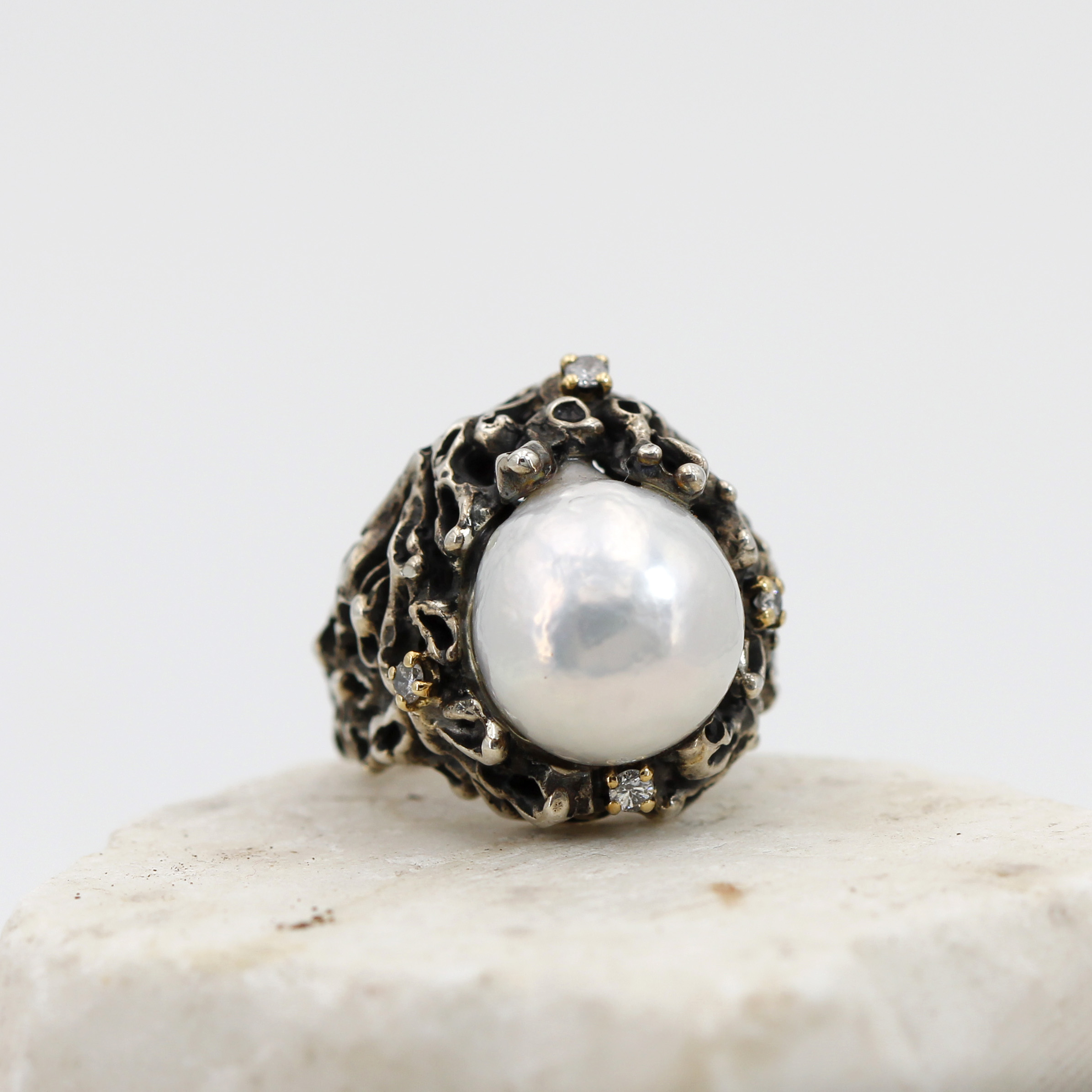 Anna Gioielli Anelli anello argento perla diamanti 0,06 ct