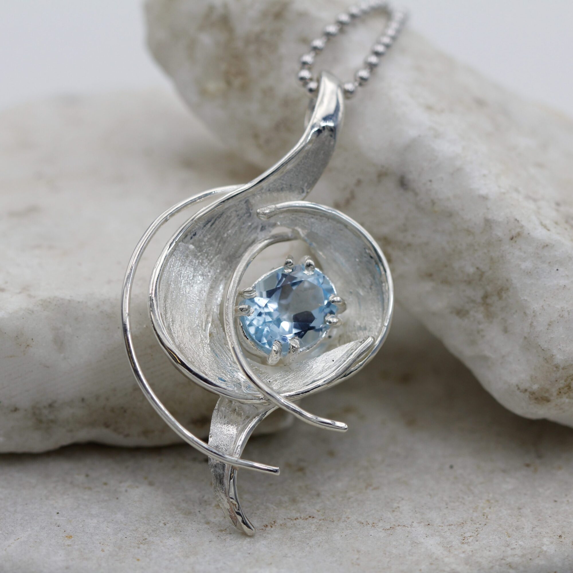 Anna Gioielli pendente argento topazio blu catena 40 cm