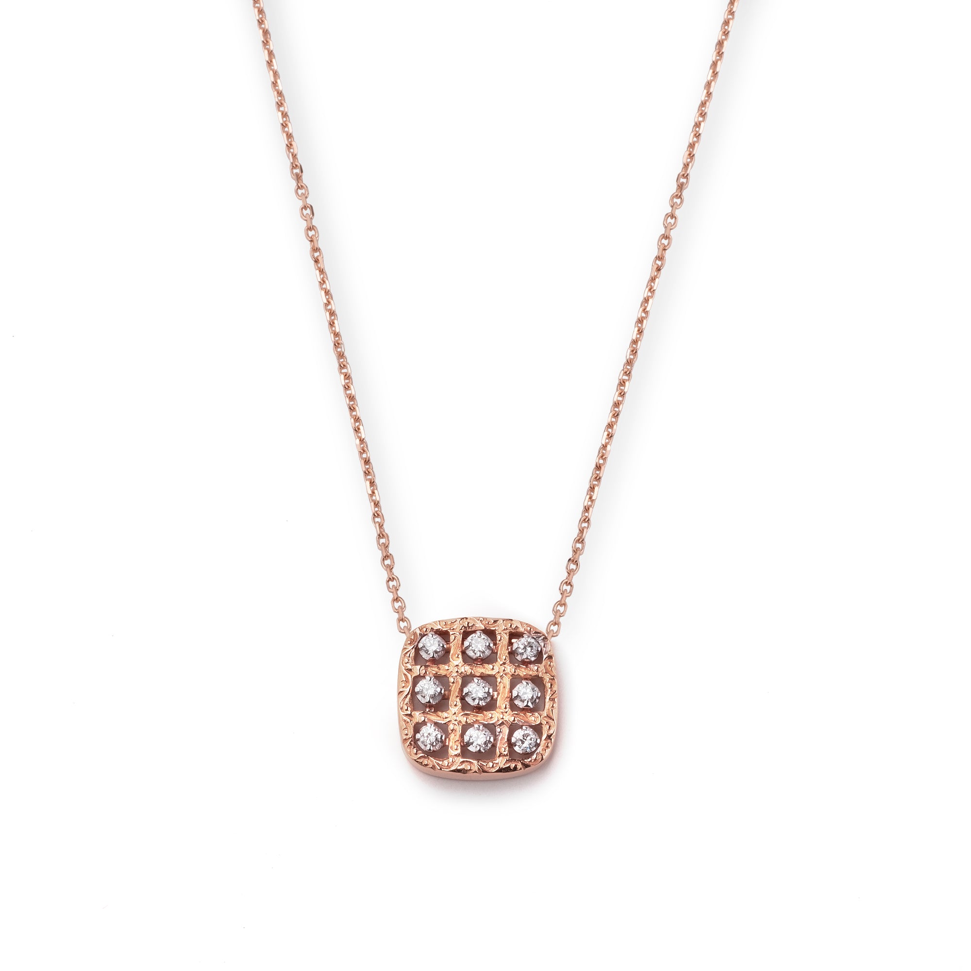 Noi Gioielli Ornato pendente oro rosa 18k inciso diamanti