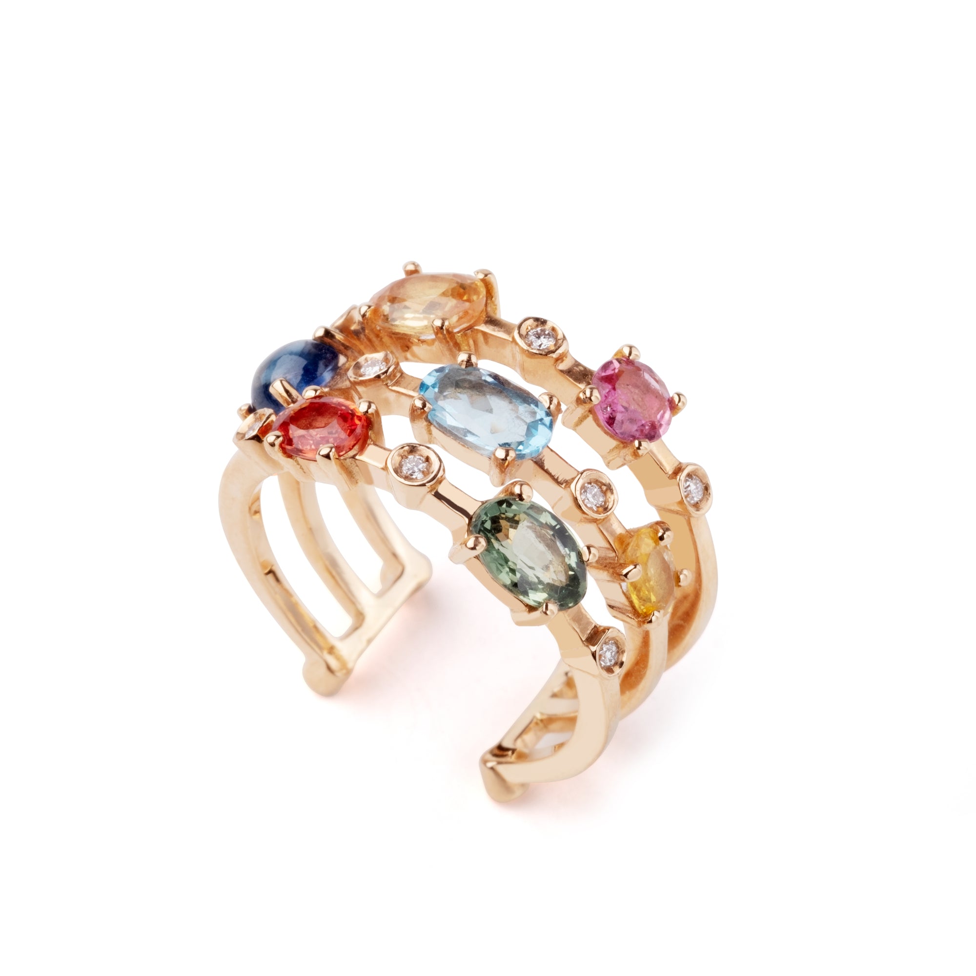 Noi Gioielli Incanto anello oro rosa 18kt pietre colorate