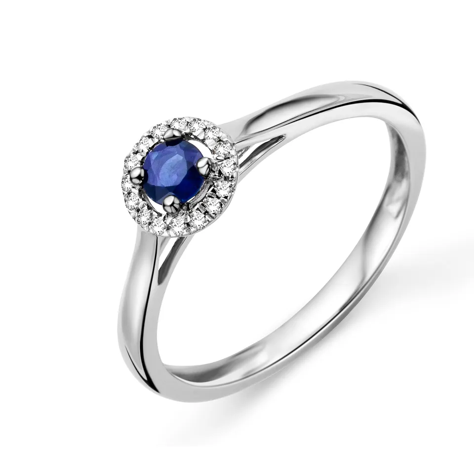 Miore Ring Anello Oro Bianco 9KT Zaffiro
