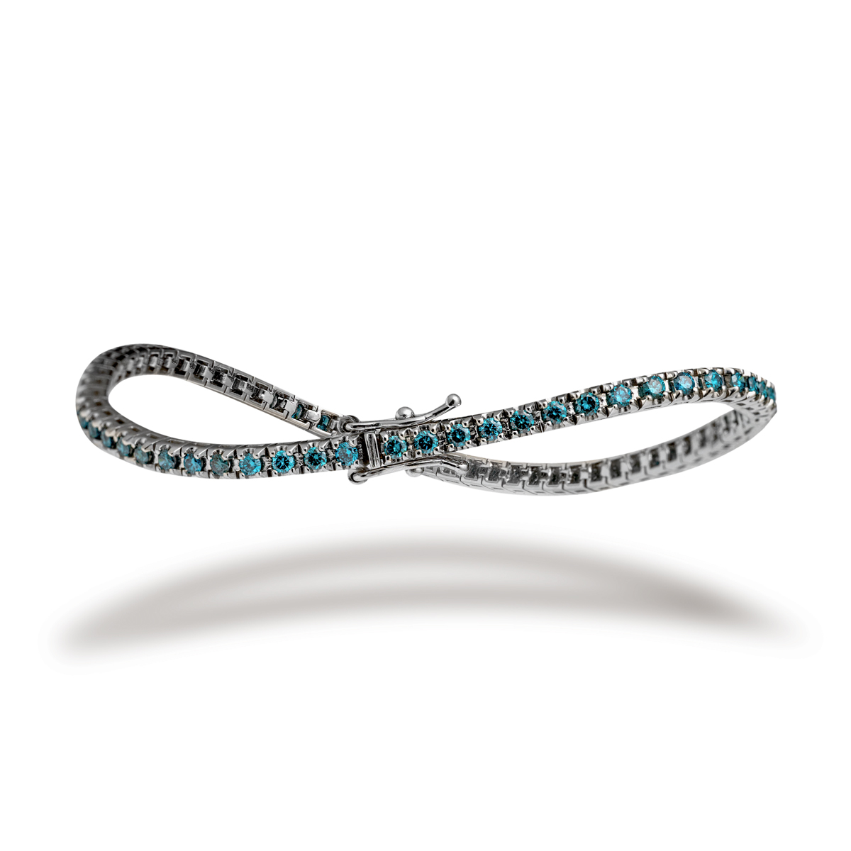 Polello My Clouds Bracciale Tennis Platino Diamanti Azzurri