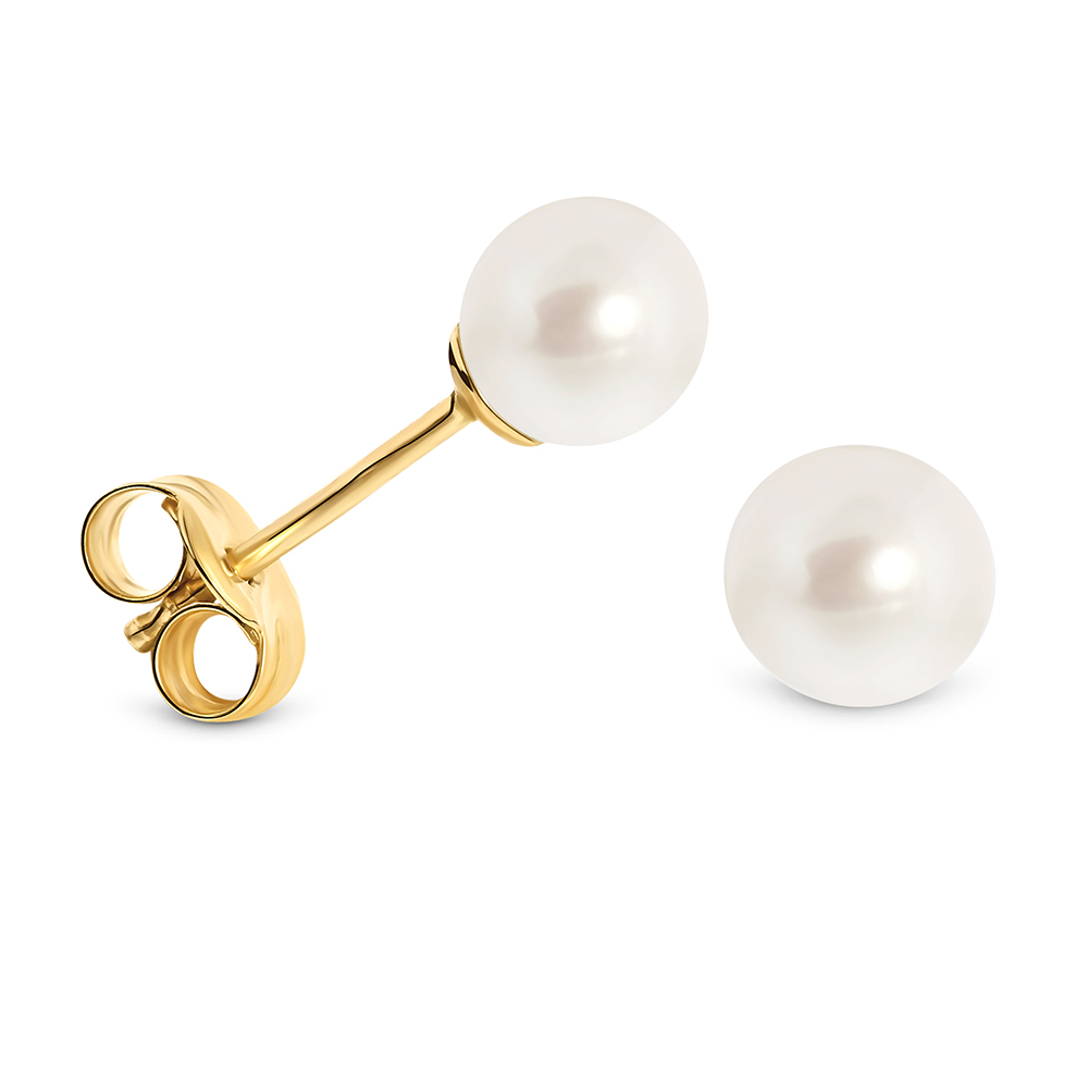 Miore Orecchini oro giallo 9Kt perla acqua dolce bianca