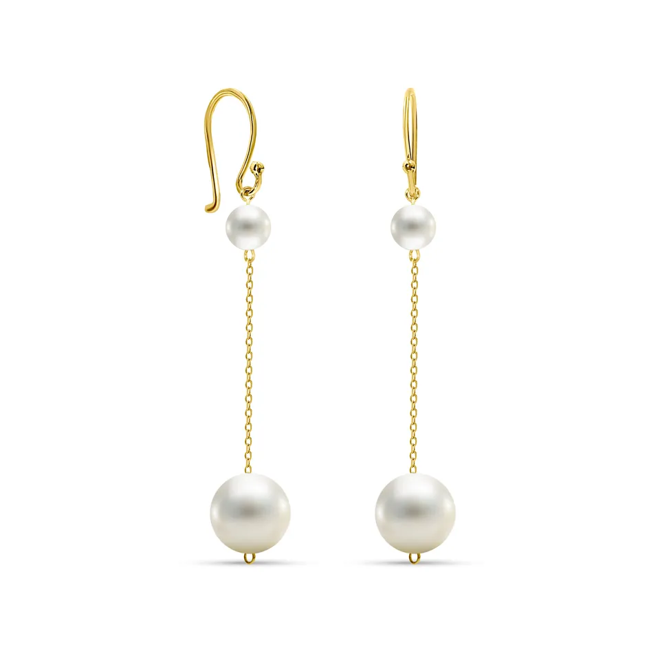 Miore Orecchini Oro Giallo 14Kt Perla Acqua Dolce