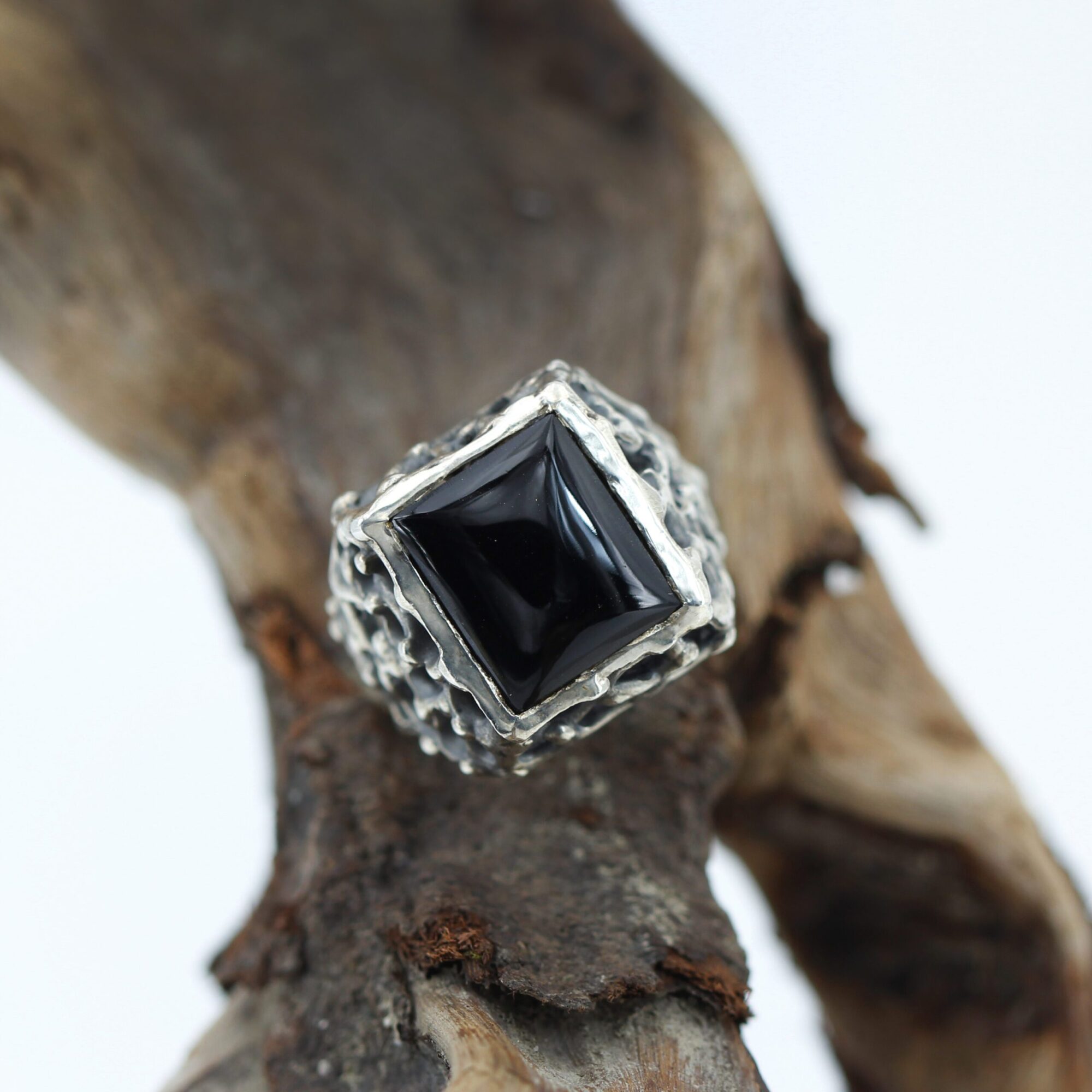 Anna Gioielli Marte anello argento onice nera 13x11,8 mm
