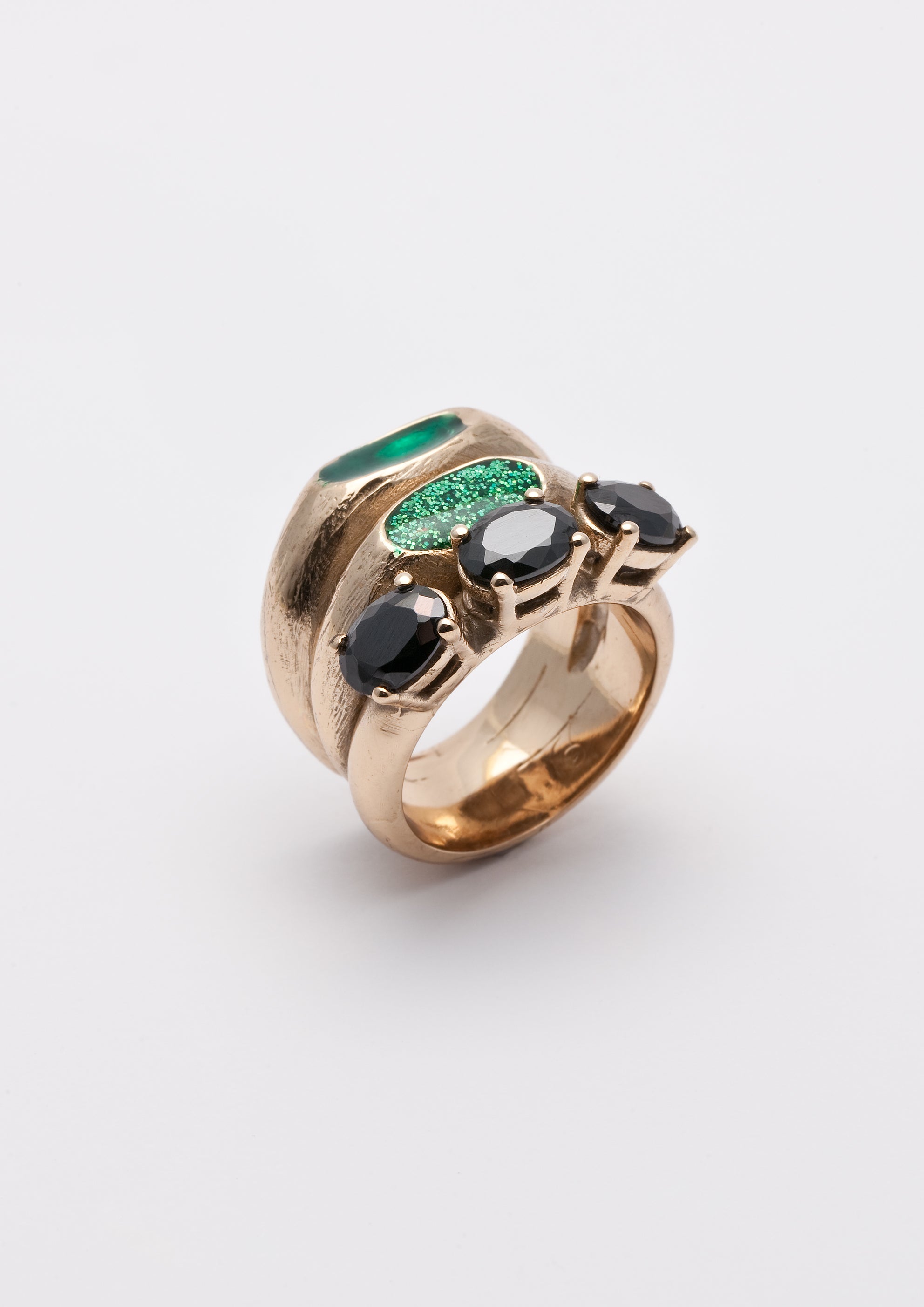 Voodoo Jewels Bold Shapes Cautha Anello bronzo dorato pietre