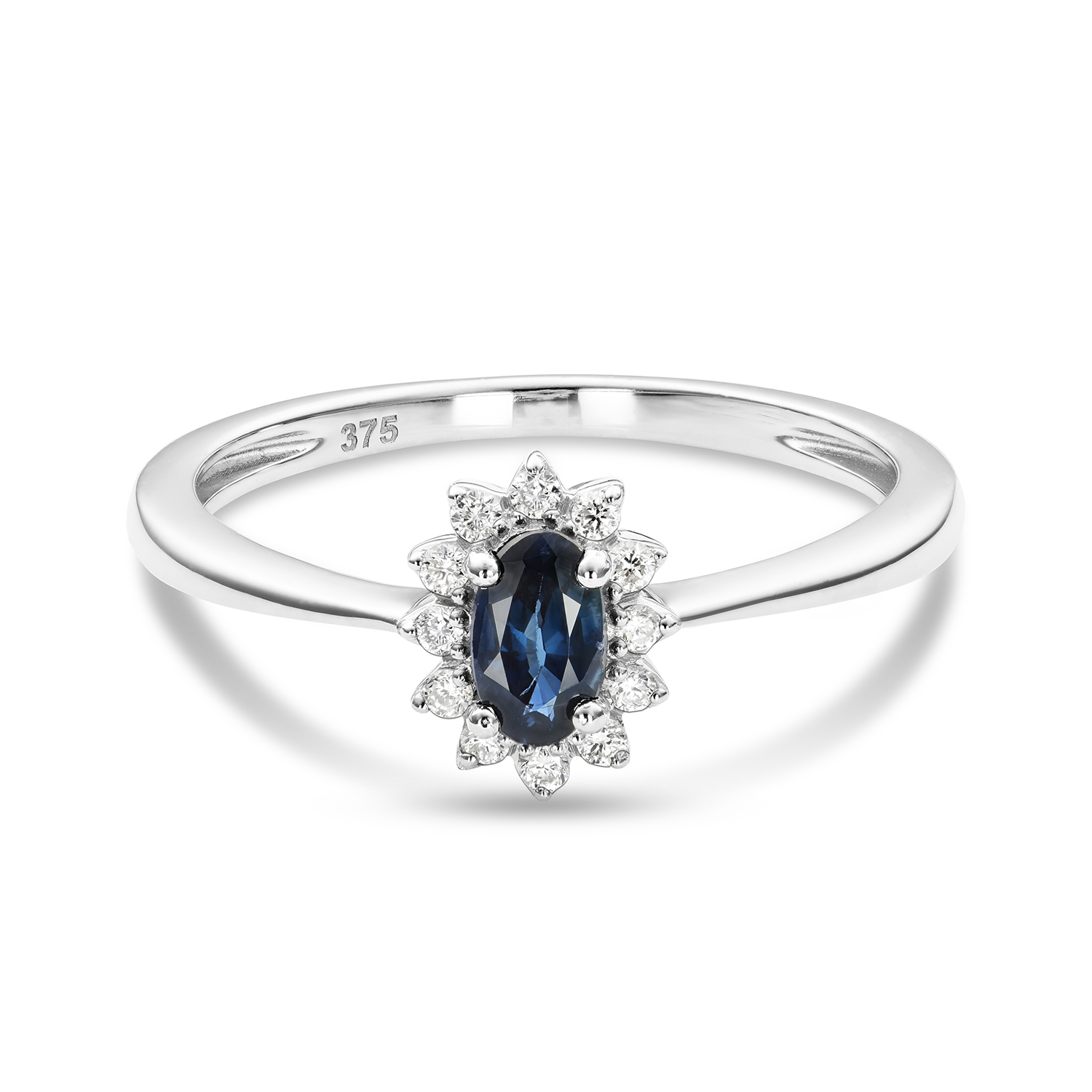 Miore Ring Anello oro bianco 9Kt zaffiro naturale