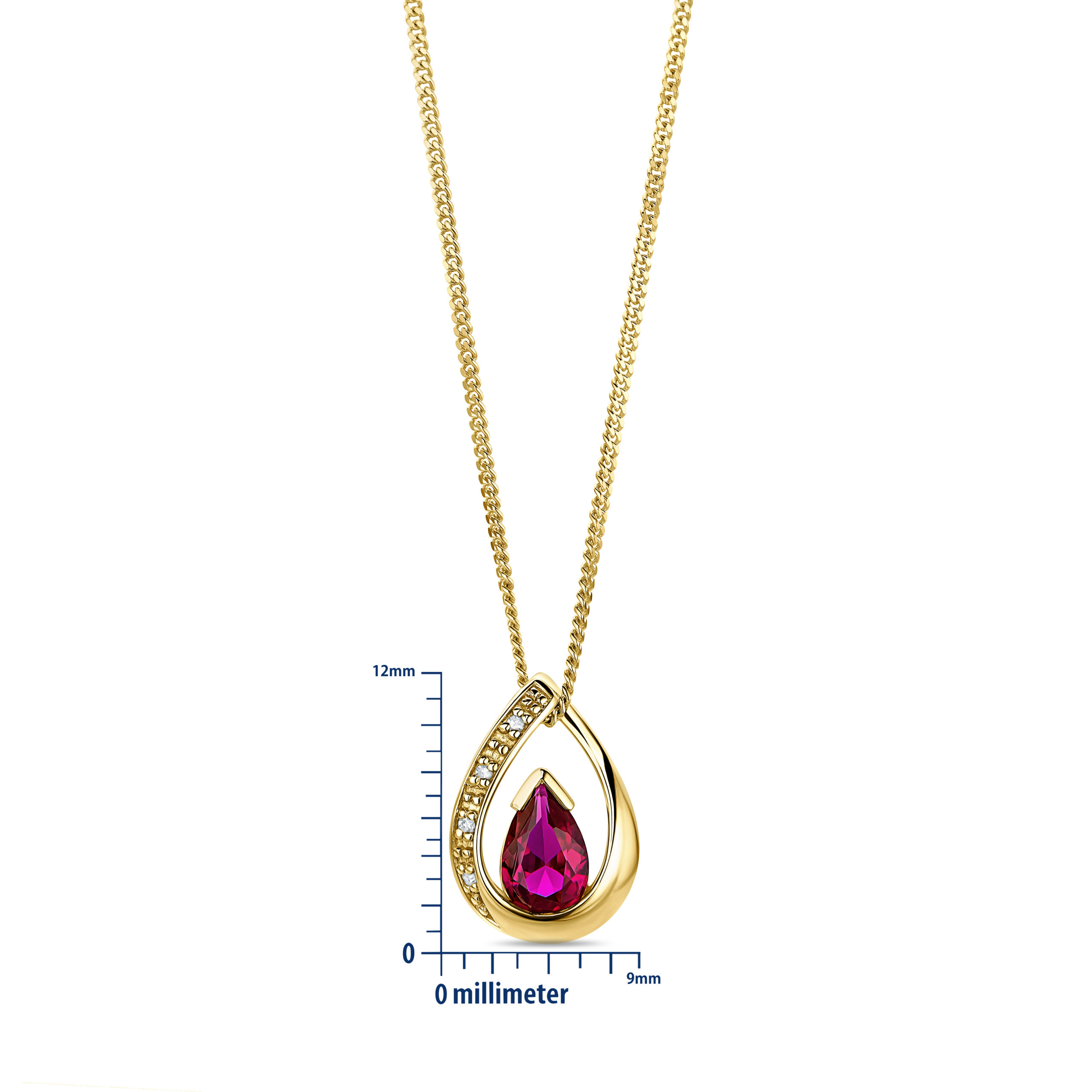 Miore Collana oro giallo 9kt rubino creato