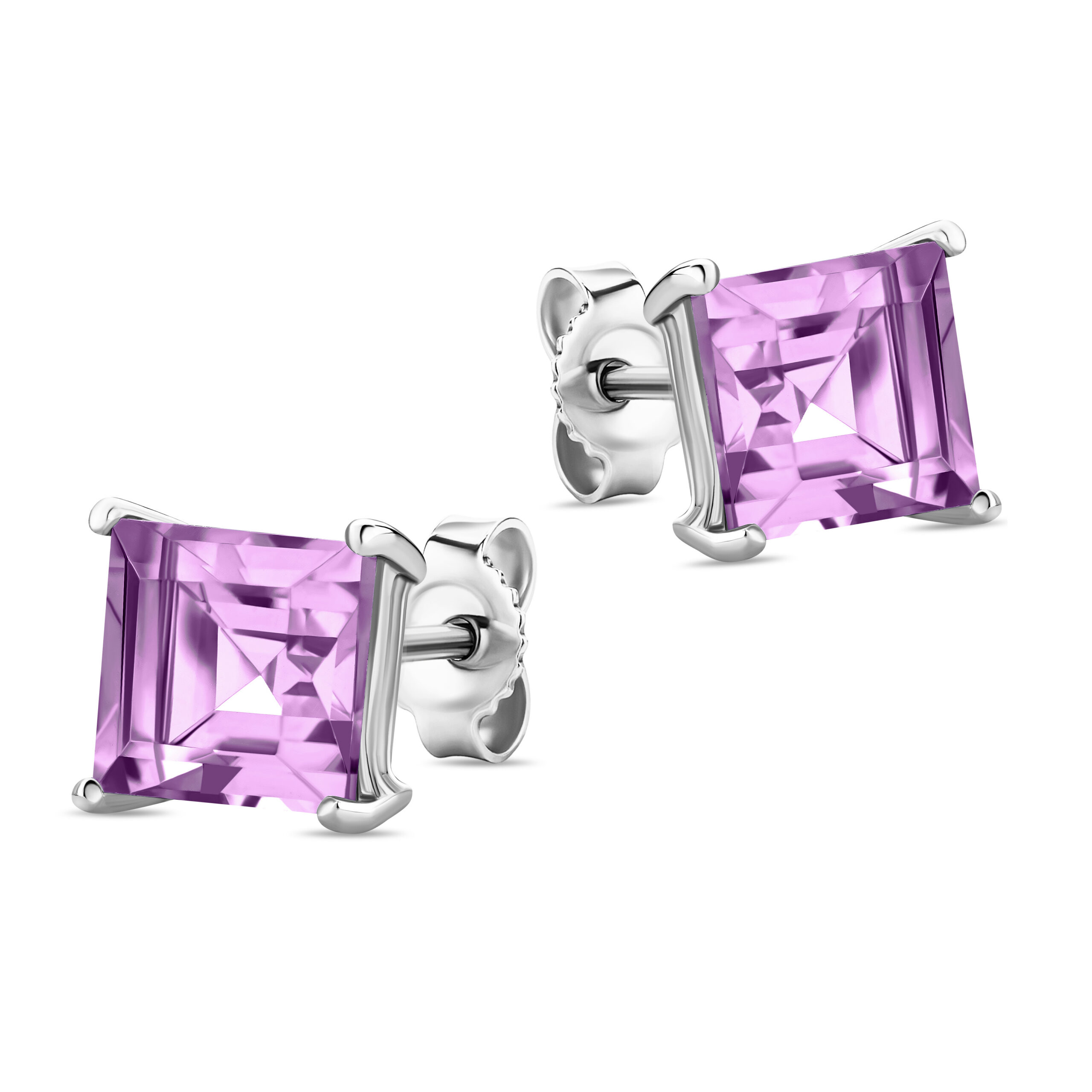 Miore Orecchini oro bianco 9Kt ametista viola naturale