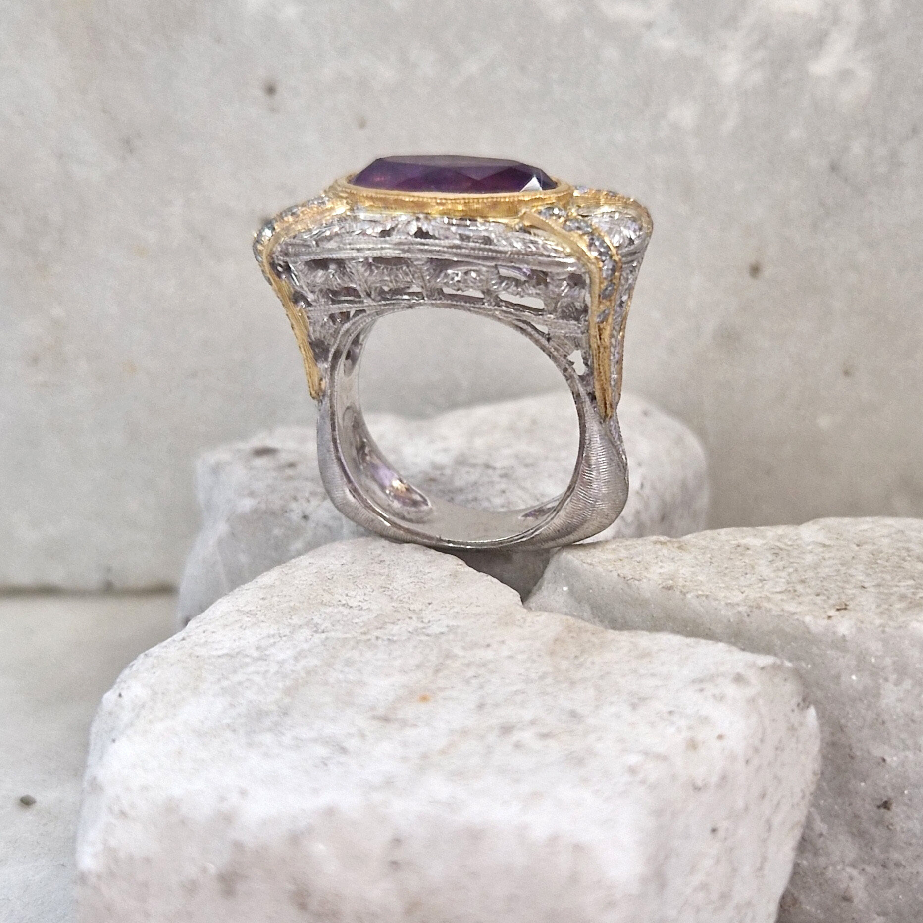Anna Gioielli Jolly Jewels anello oro ametista diamanti grigi