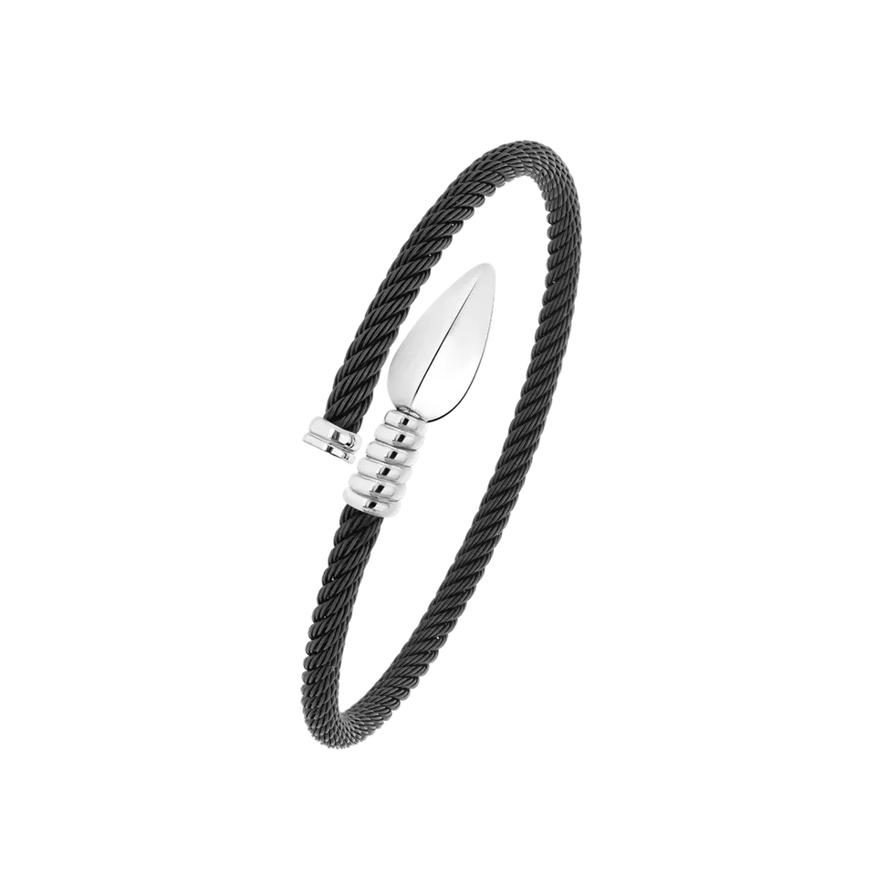 Korloff Lance JL-JLBBK01 bracciale cavo oro bianco acciaio 19 cm