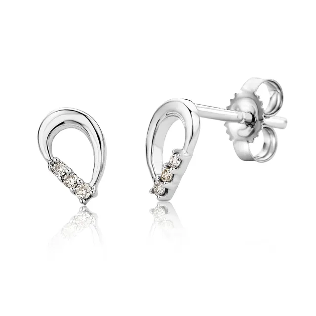 Miore Orecchini Oro Bianco 9Kt 375 senza Pietre