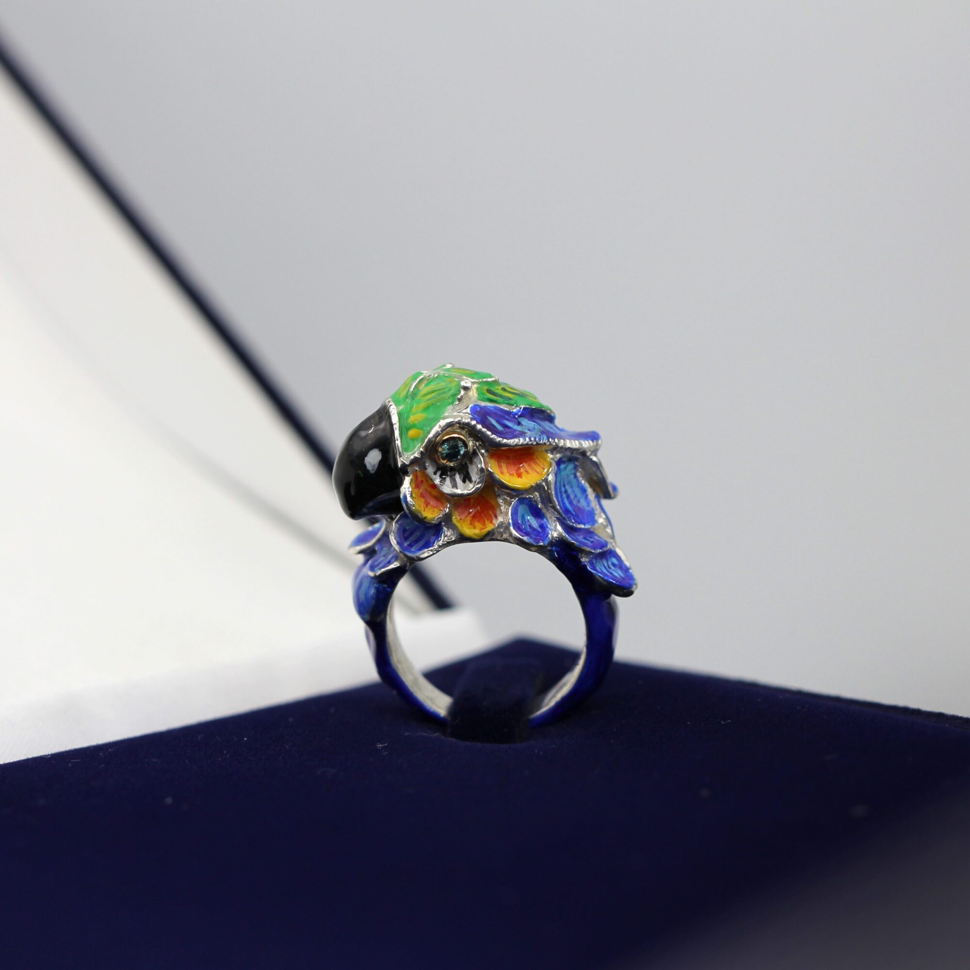 Anna Gioielli Jolly Jewels Anello pappagallo argento oro diamanti blu