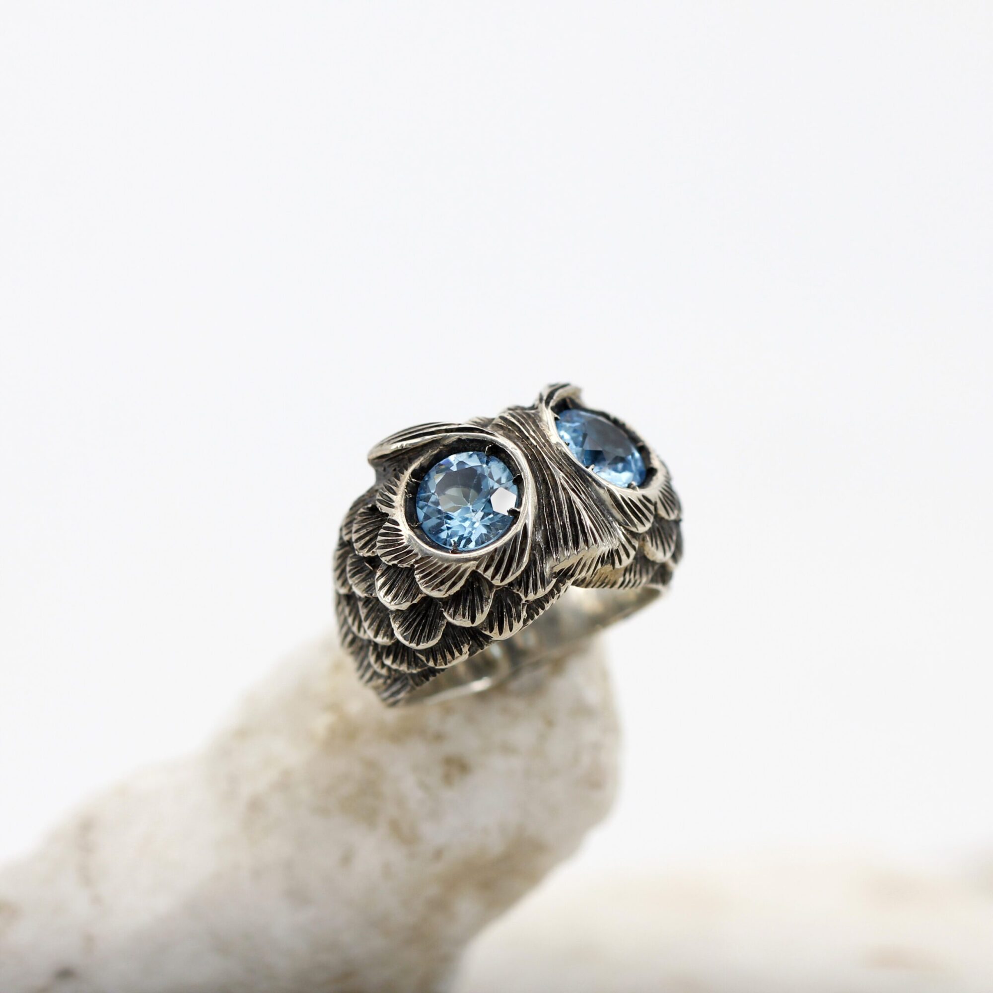 Anna Gioielli Anelli anello gufo argento topazio blu 12,2 g