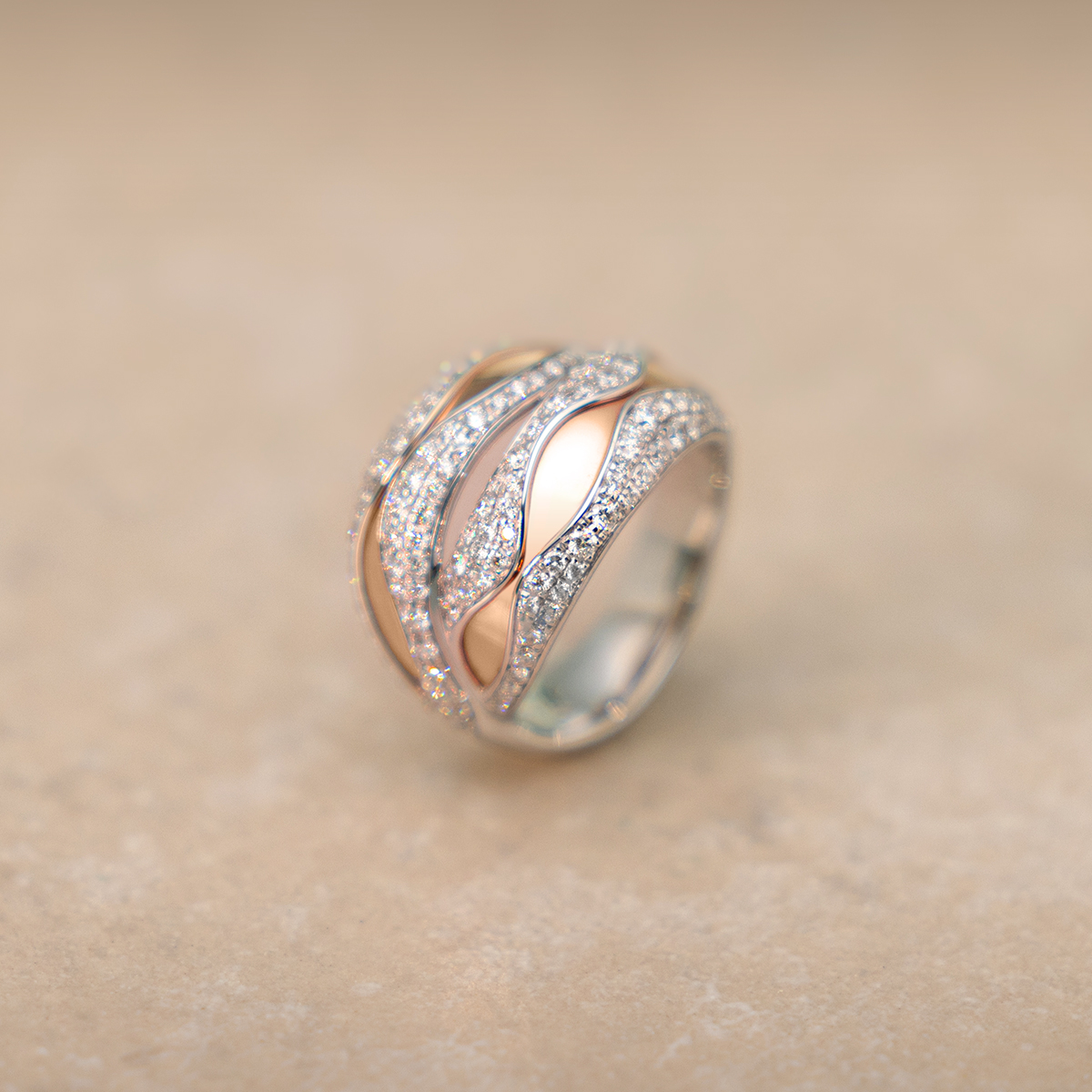 Polello Sì Lo Voglio anello oro bianco e rosa