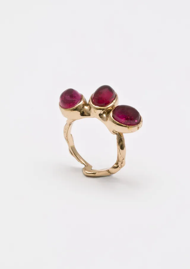 Voodoo Jewels Bold Shapes Turan anello argento oro tre cabochon