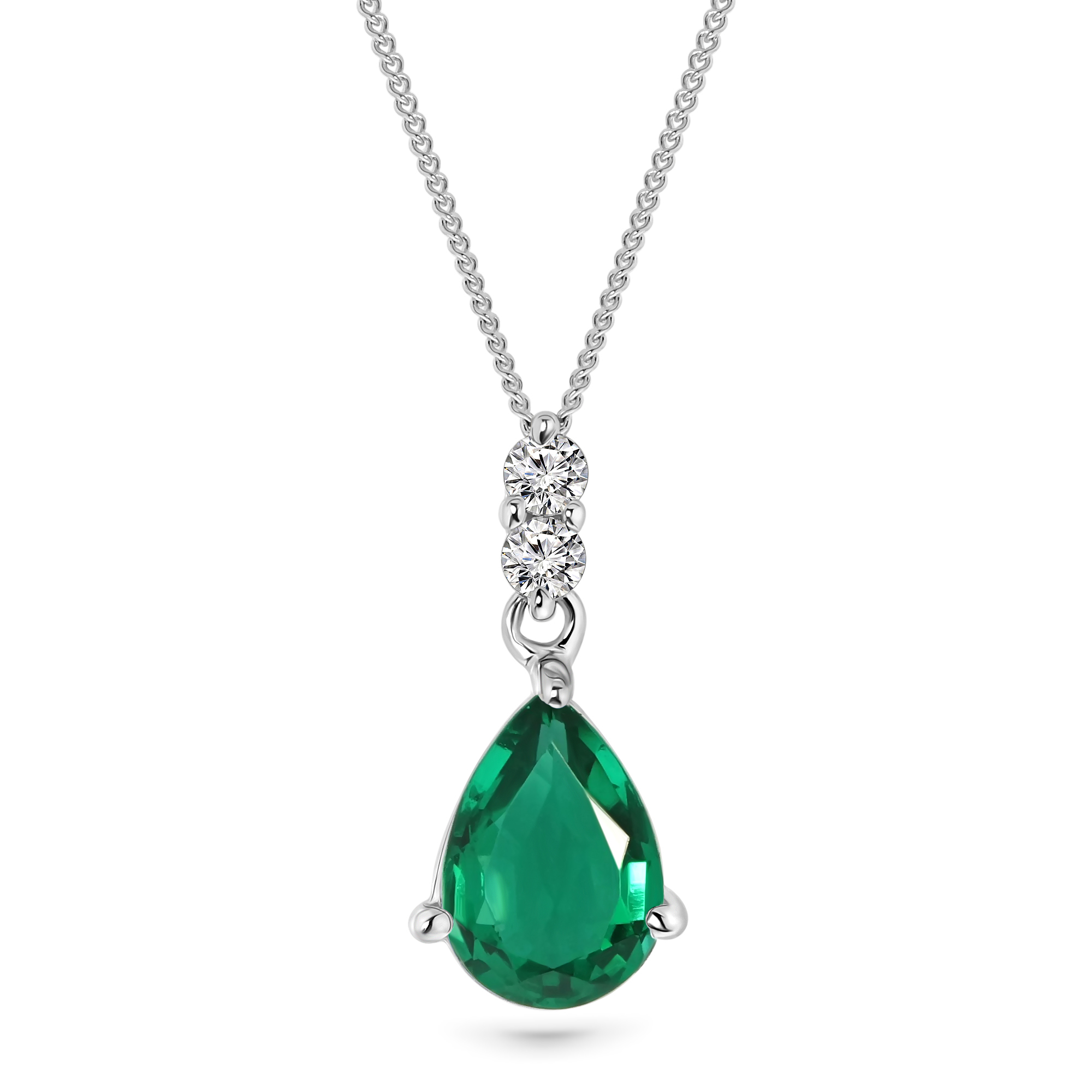 MIORE Collana oro bianco 9kt smeraldo creato
