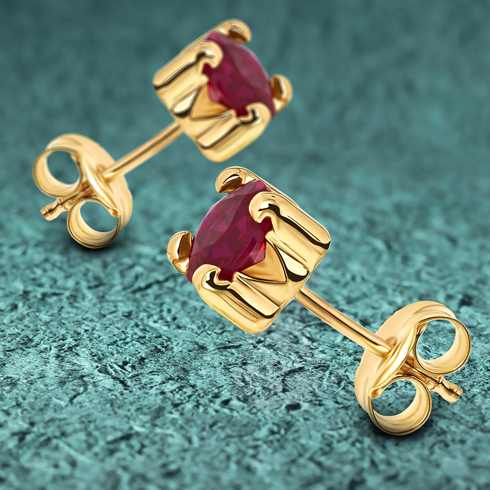 Miore Earrings orecchini oro giallo 375 rubino creato