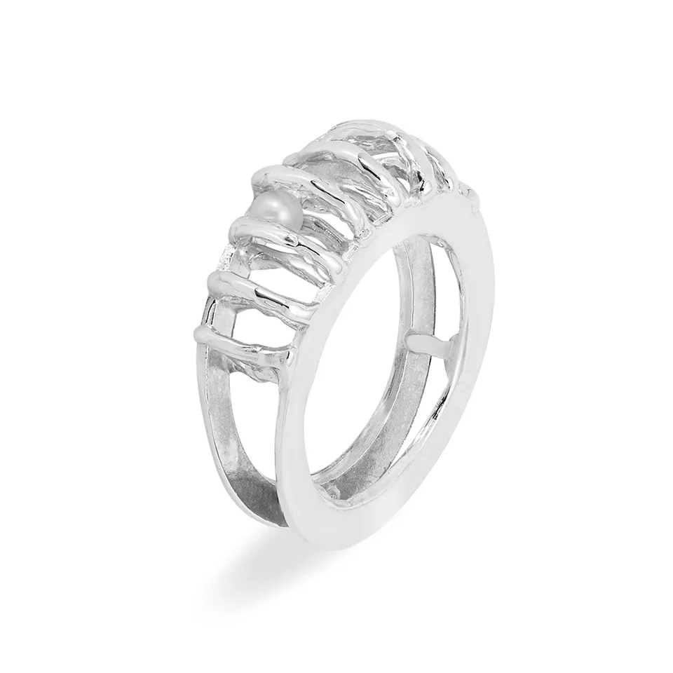 Giulia Iosco Cage Ring Silver Band anello fascia argento