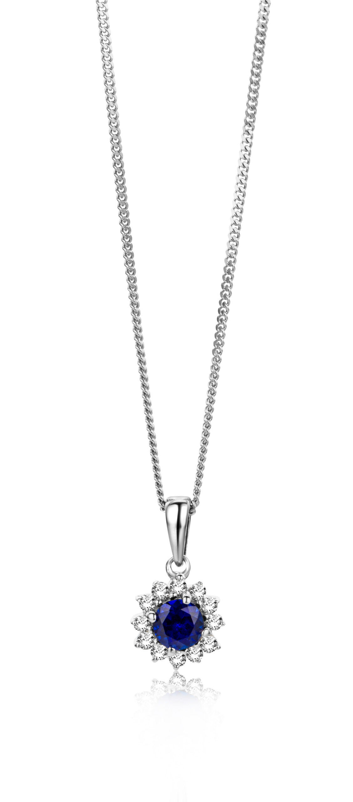 Miore Collana oro bianco 9kt zaffiro creato