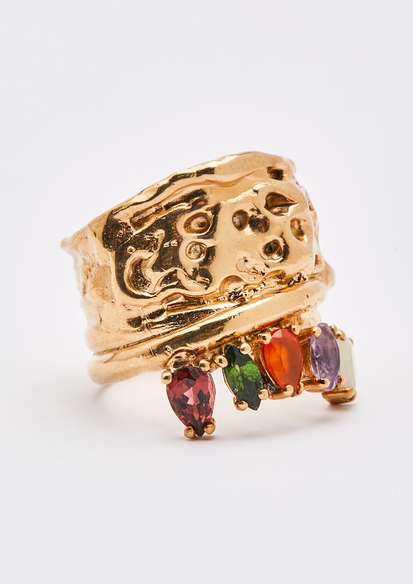 Voodoo Jewels Bold Shapes Regla anello pietre naturali taglia M