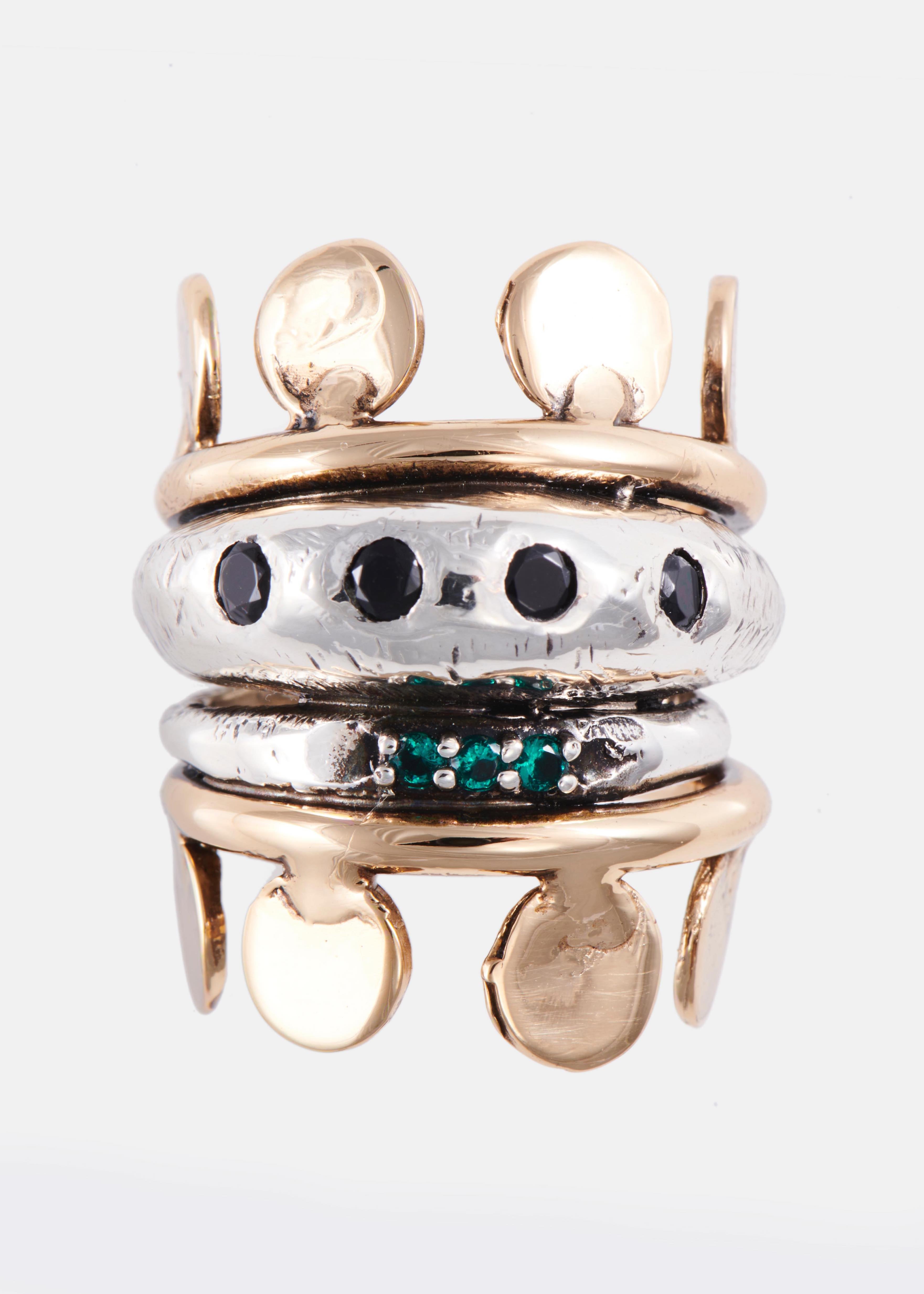 Voodoo Jewels Bold Shapes Imperial anello bronzo pietre