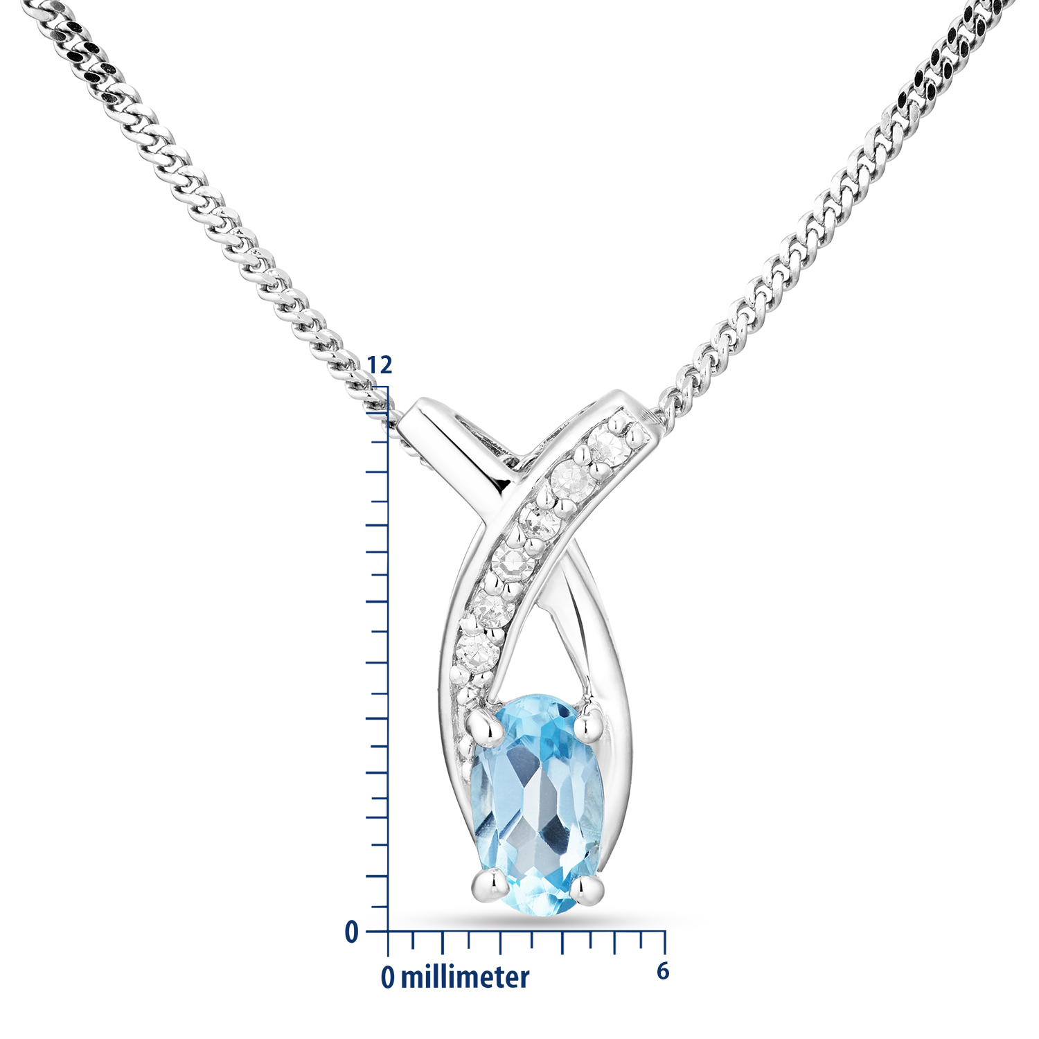 Miore Collana Oro Bianco 9kt Topazio Blu