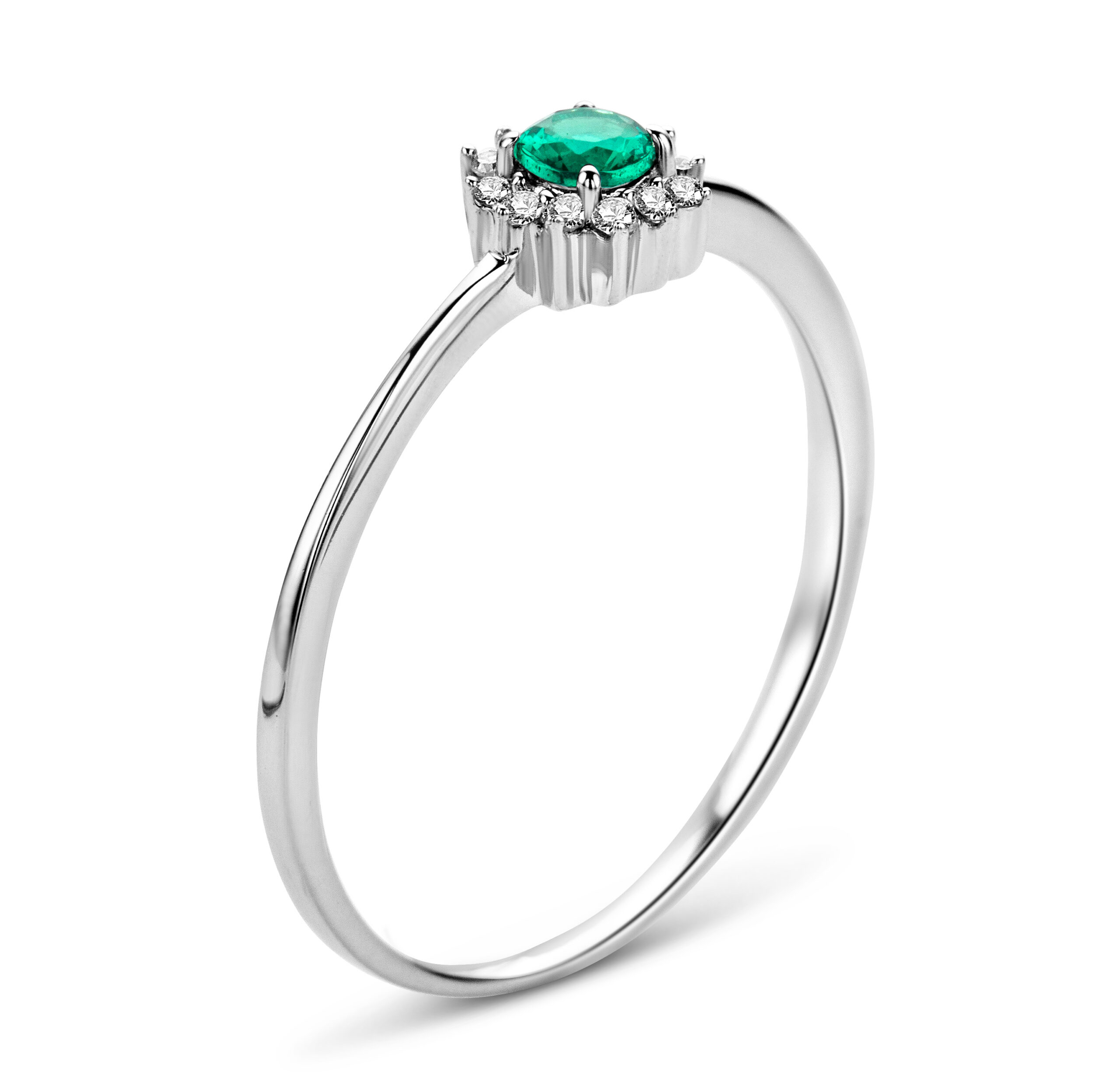 Miore Ring anello oro bianco 9kt smeraldo creato