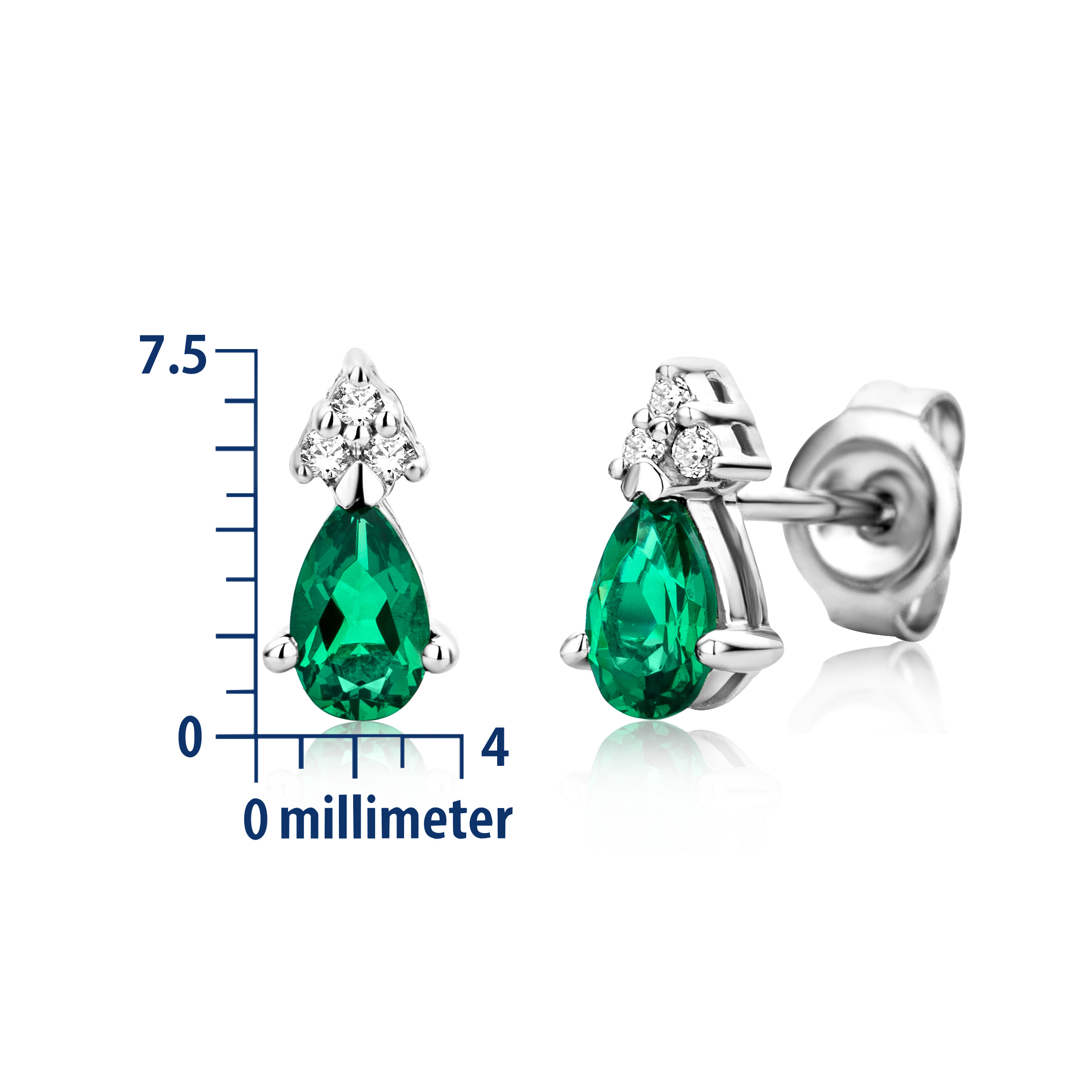 Miore Earrings 9KT 375 Orecchini smeraldo creato