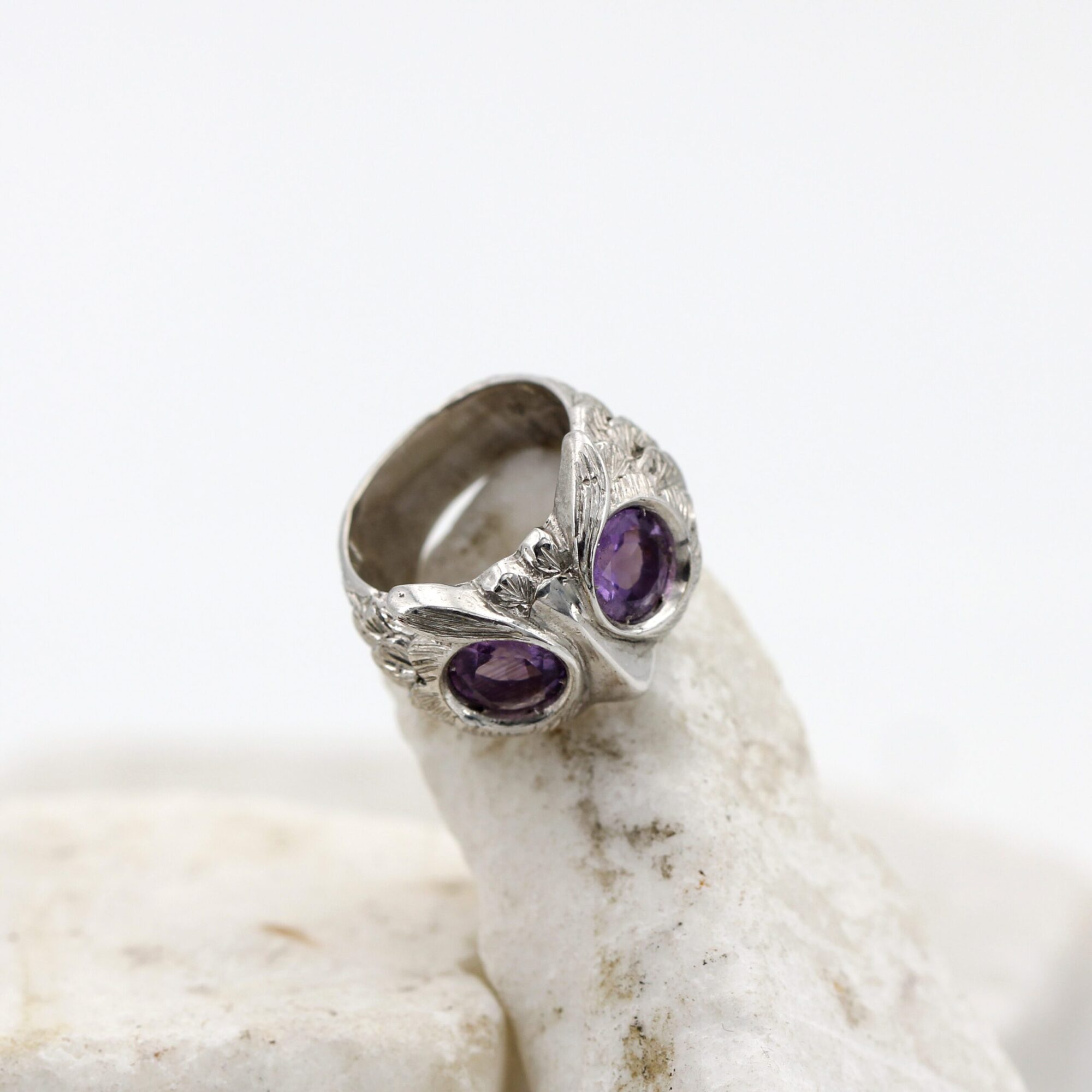 Anna Gioielli Anelli Owl Ring Argento Gufo Ametista