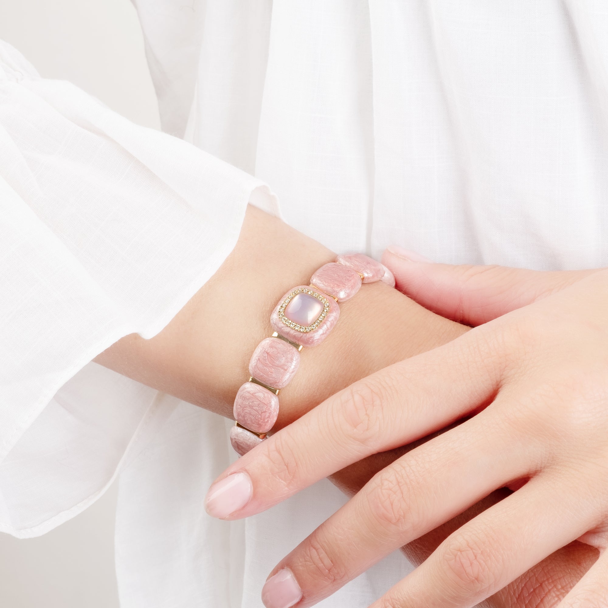 Noi Gioielli Firenze 1873 Mistica bracciale oro smalto rosa diamanti