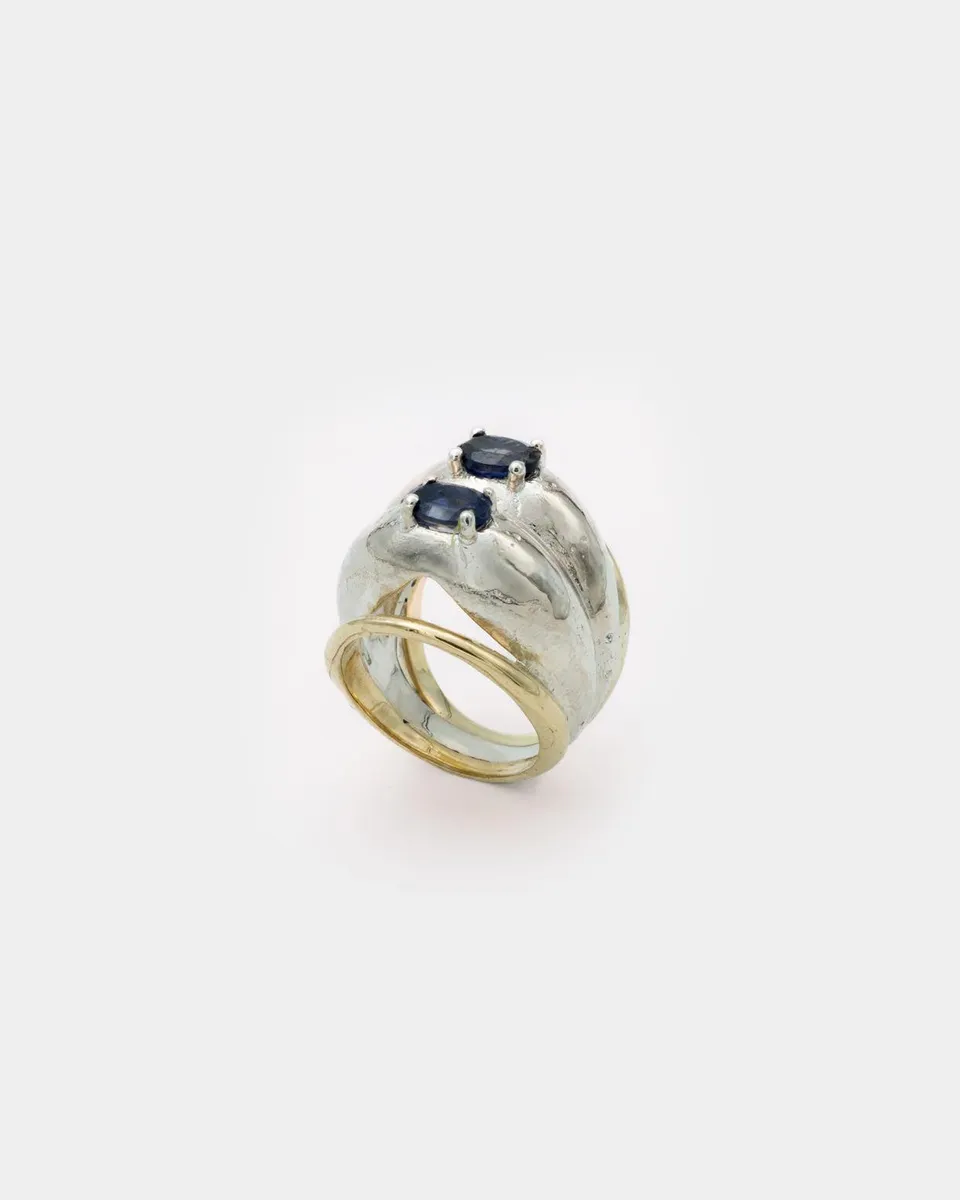 Voodoo Jewels Bold Shapes Naiad anello argento iolite ovale