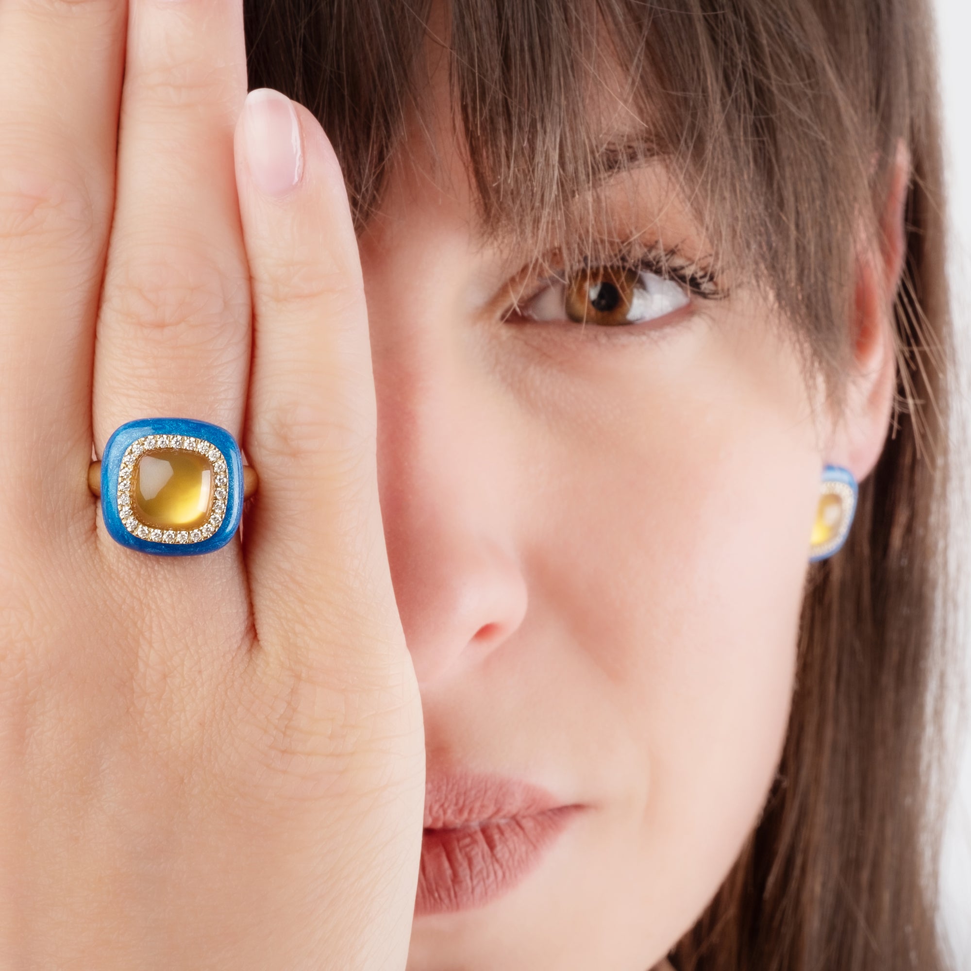 Noi Gioielli Mistica anello oro giallo 18k citrino diamanti