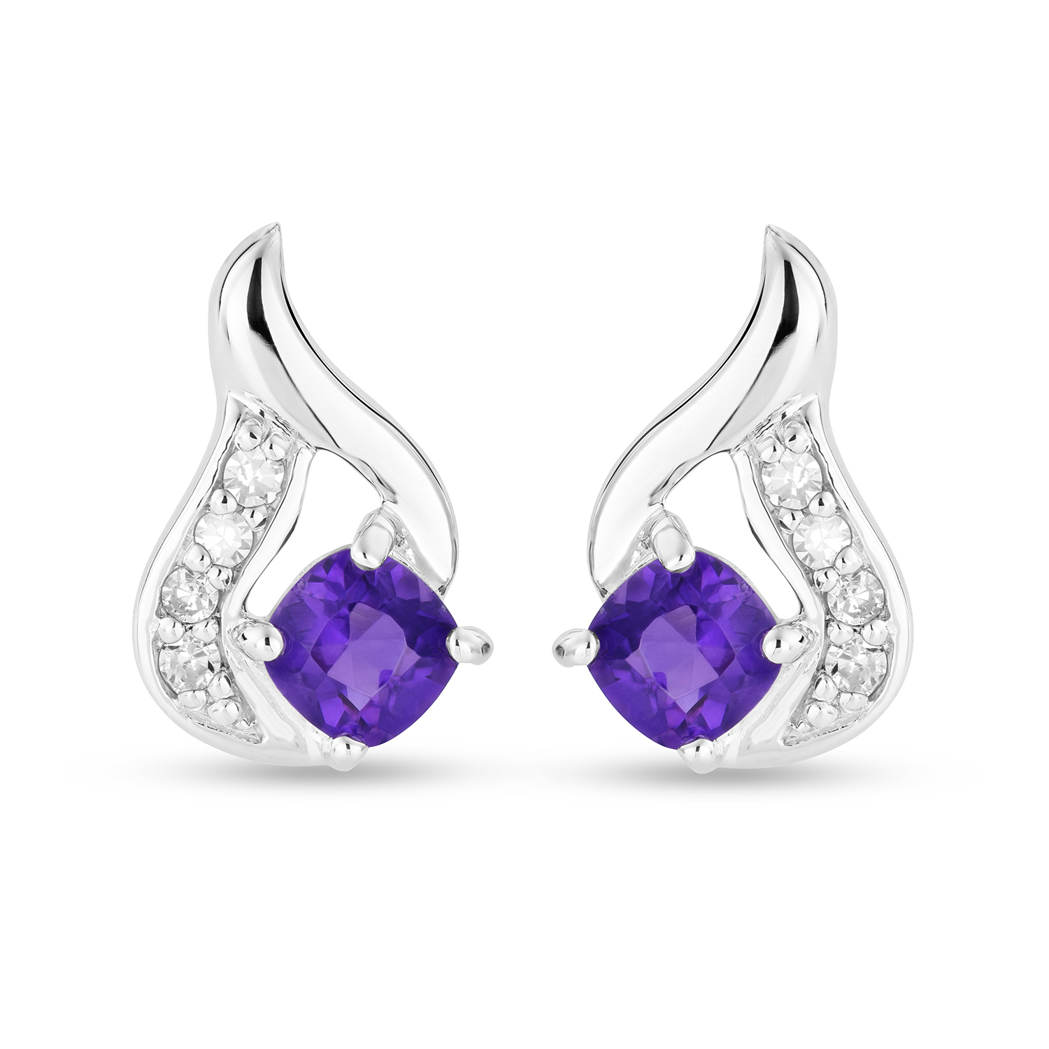 Miore Orecchini Oro Bianco 9Kt Ametista Viola