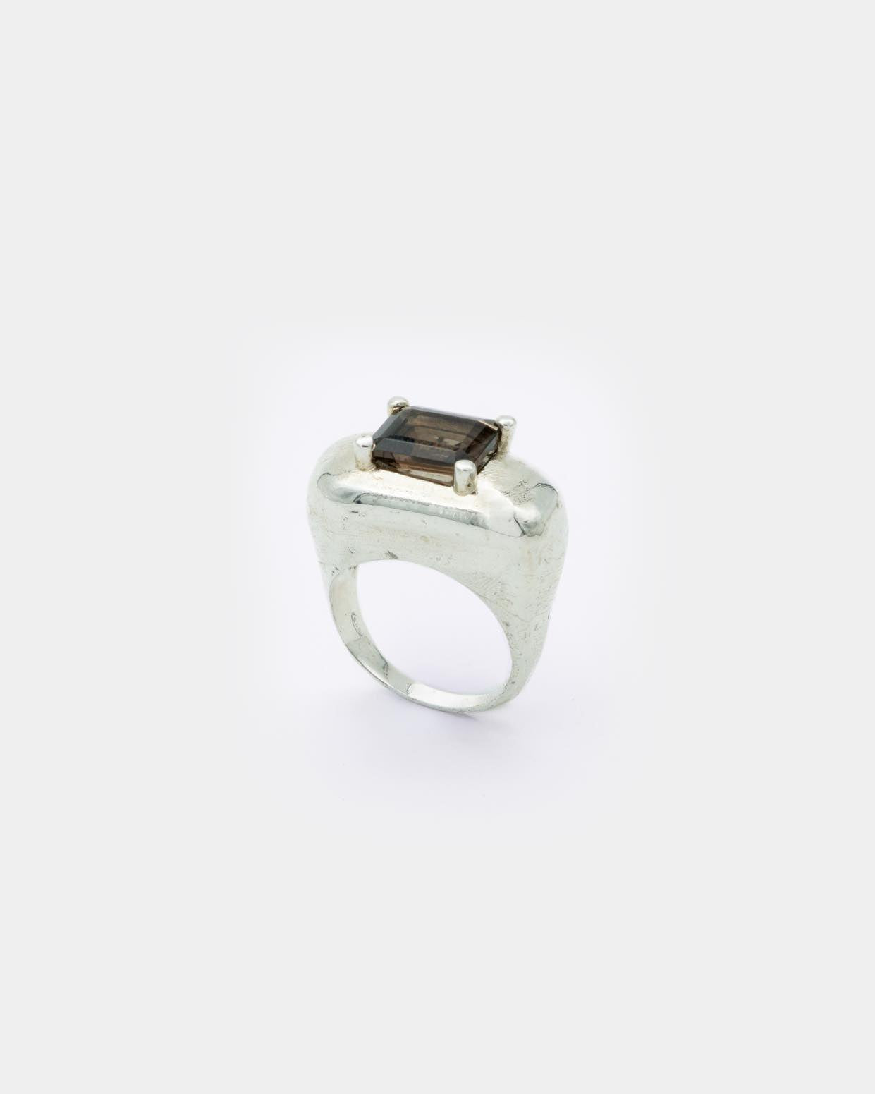 Voodoo Jewels Bold Shapes Supernova anello argento quarzo fumé M