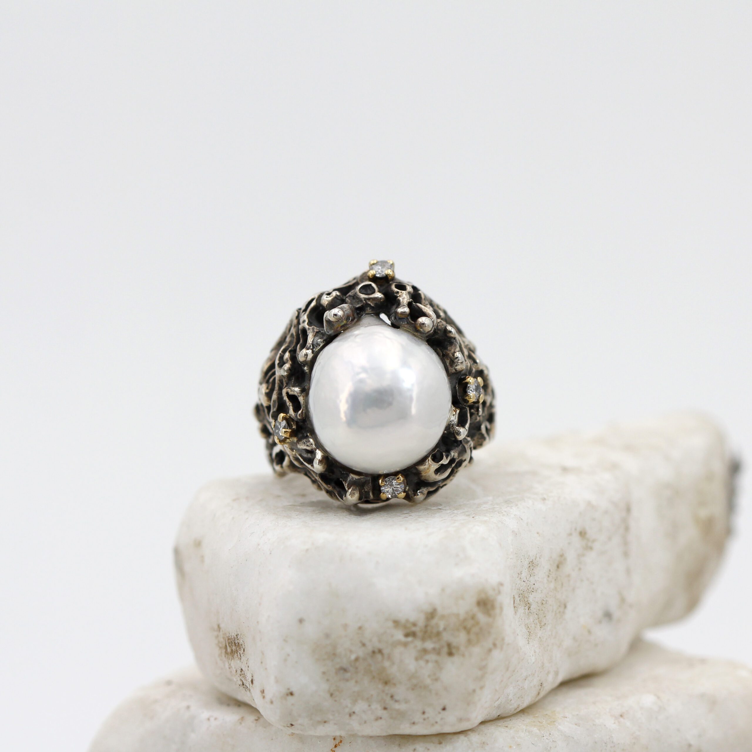 Anna Gioielli Anelli anello argento perla diamanti 0,06 ct