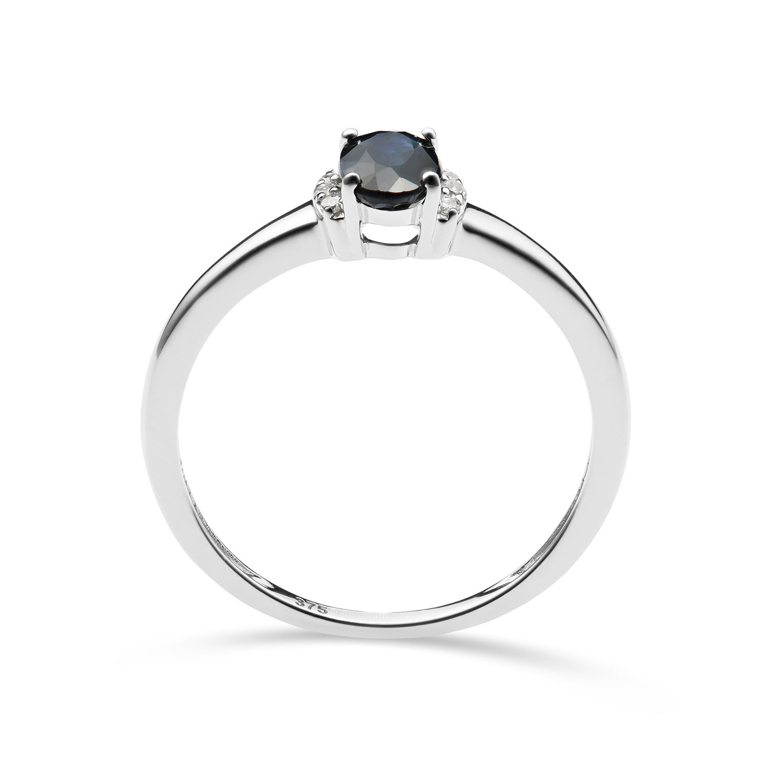 Miore Ring Anello Oro Bianco 9KT con Zaffiro Naturale