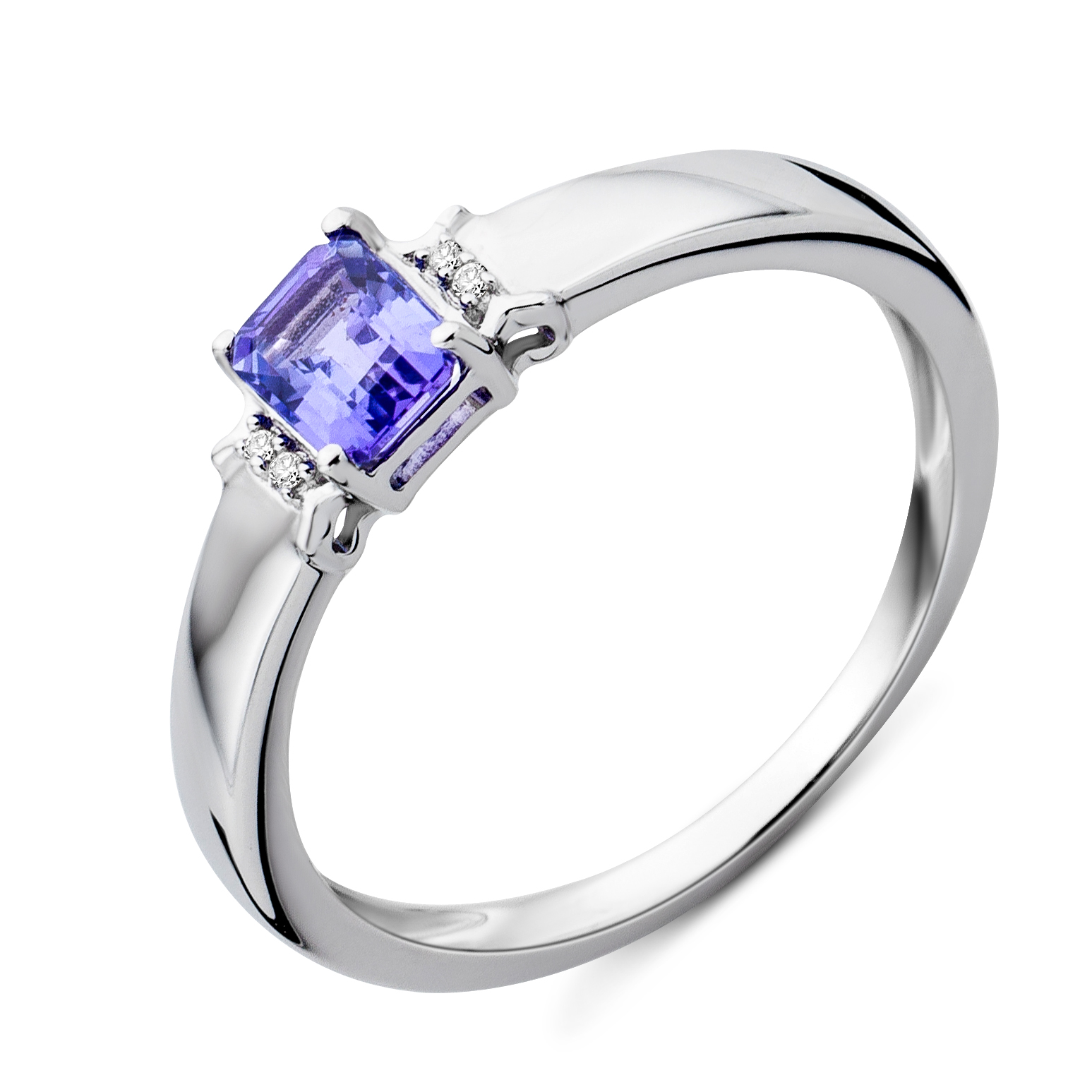 Miore Anello Oro Bianco 9Kt Tanzanite Viola