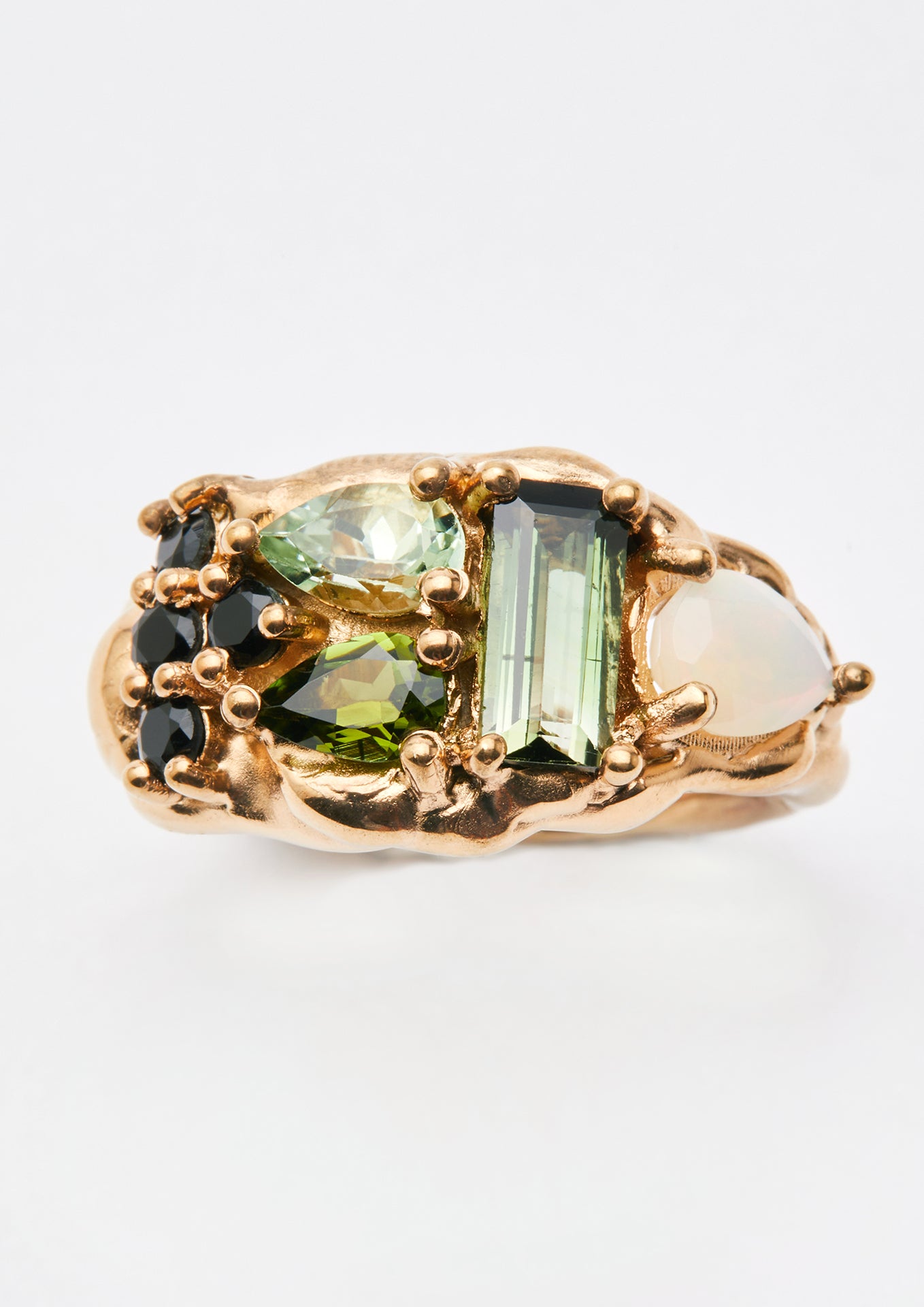 Voodoo Jewels Bold Shapes Ghede anello oro tormaline opale M