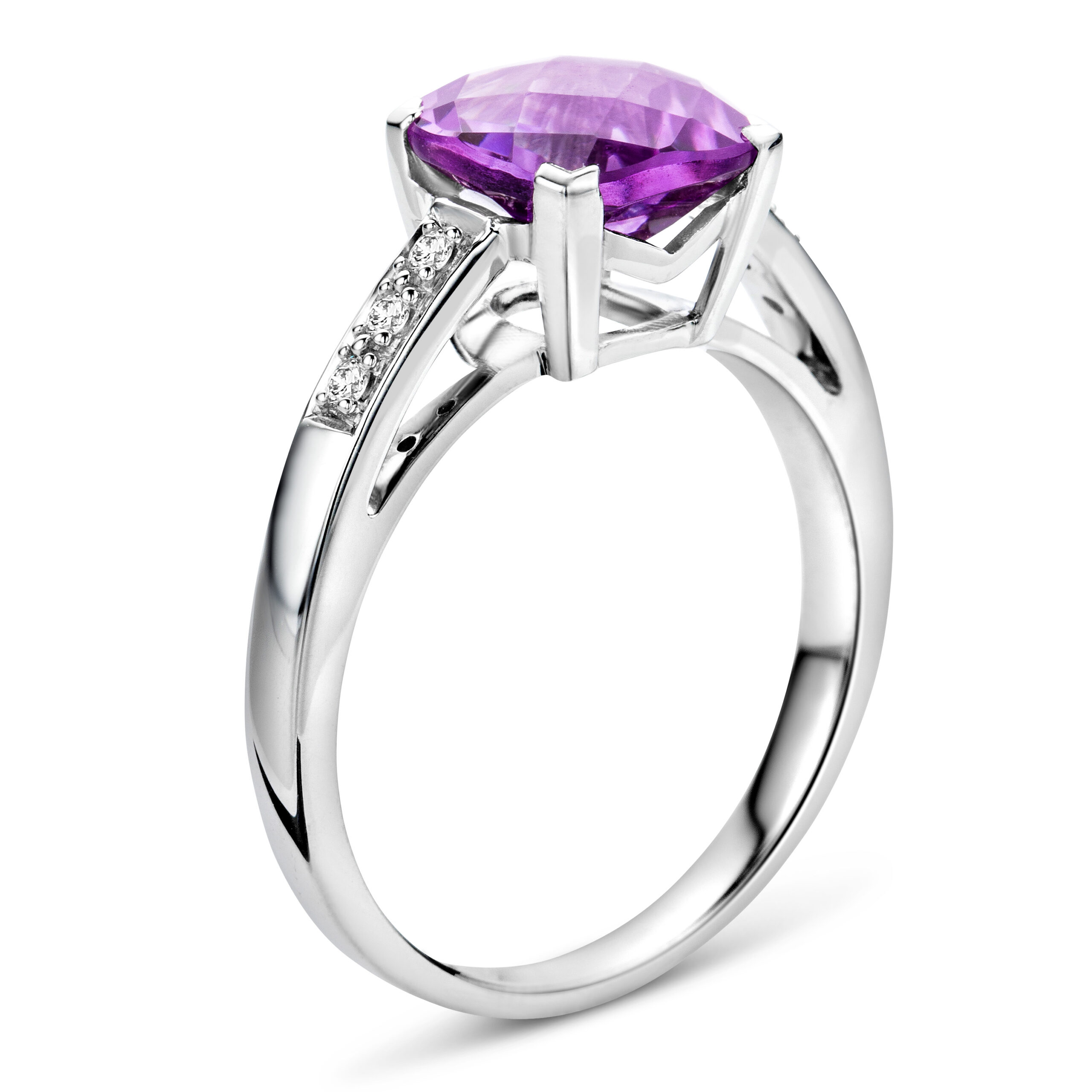 MIORE Anello oro bianco 9kt ametista viola
