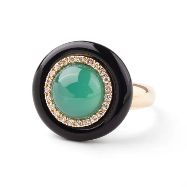 Noi Gioielli Firenze 1873 Mistica anello oro giallo agata verde 17mm