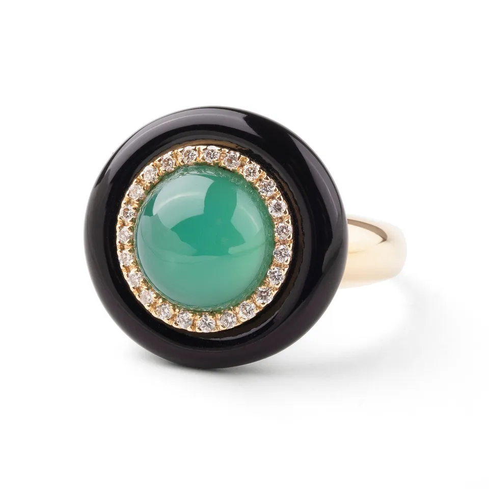 Noi Gioielli Firenze 1873 Mistica anello oro giallo agata verde 17mm