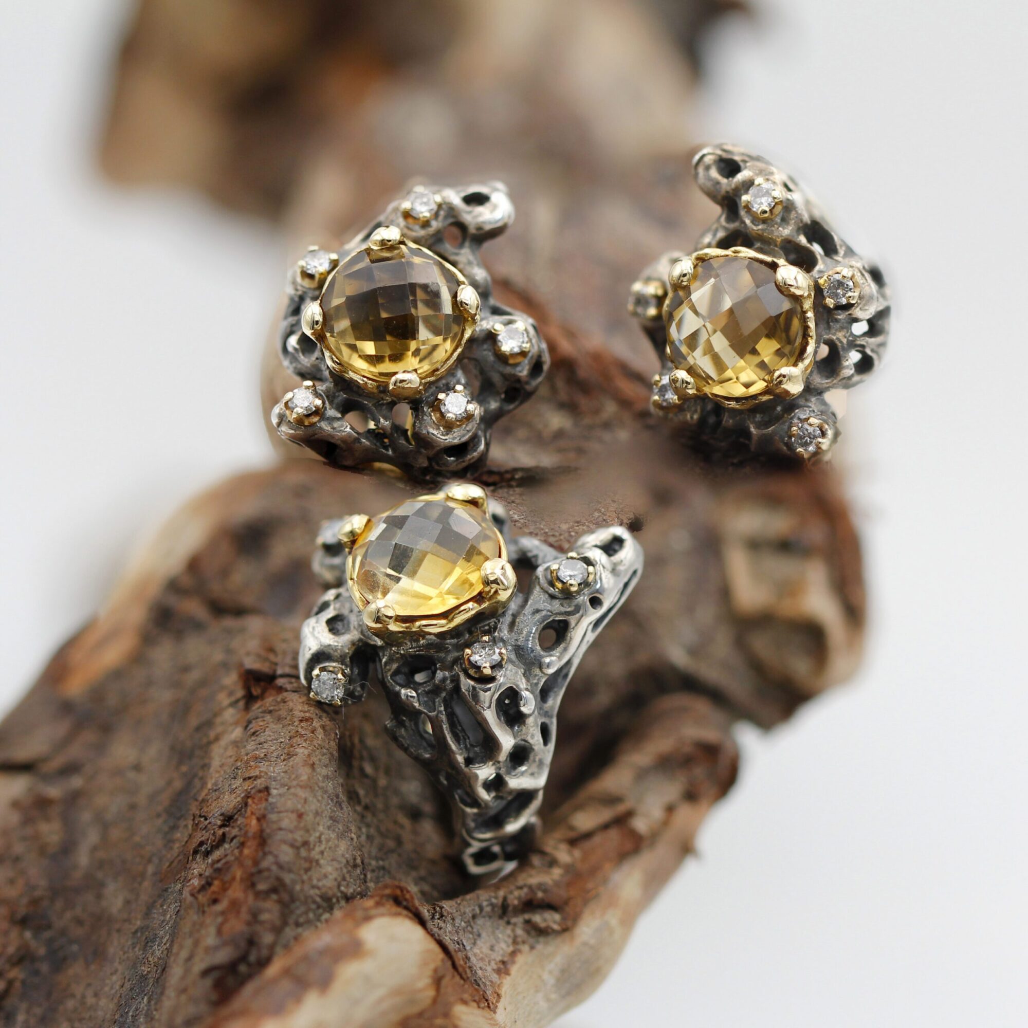 Anna Gioielli Marte Orecchini Citrino 8 ct Diamanti 20x23 mm